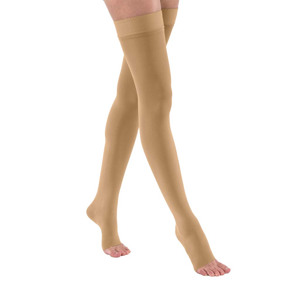 BSN Medical 115474 JOBST Opaque Compression Stockings for Women - Thigh High 20-30 mmHg Open Toe Large Size in Honey Beige | Varicose Vein Relief & Leg Circulation Support | Perfect for Travel, Nursing & Post-Surgery Recovery