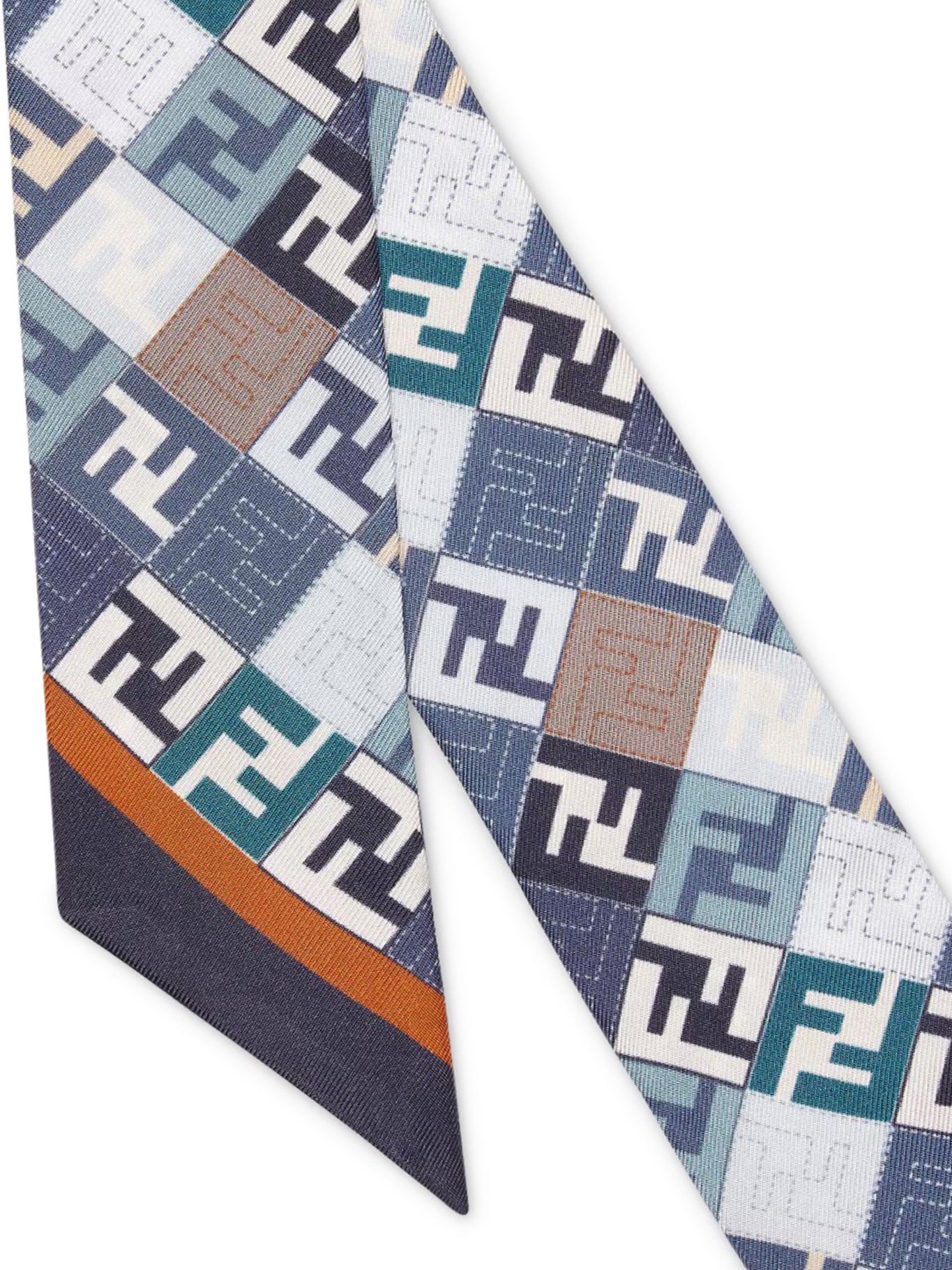 Fendi FF Silk Bandeau Scarf - Blue & Multicolor Print, Luxury Fashion Accessory for Women | Perfect for Casual Outfits, Beach Cover-Ups & Evening Elegance