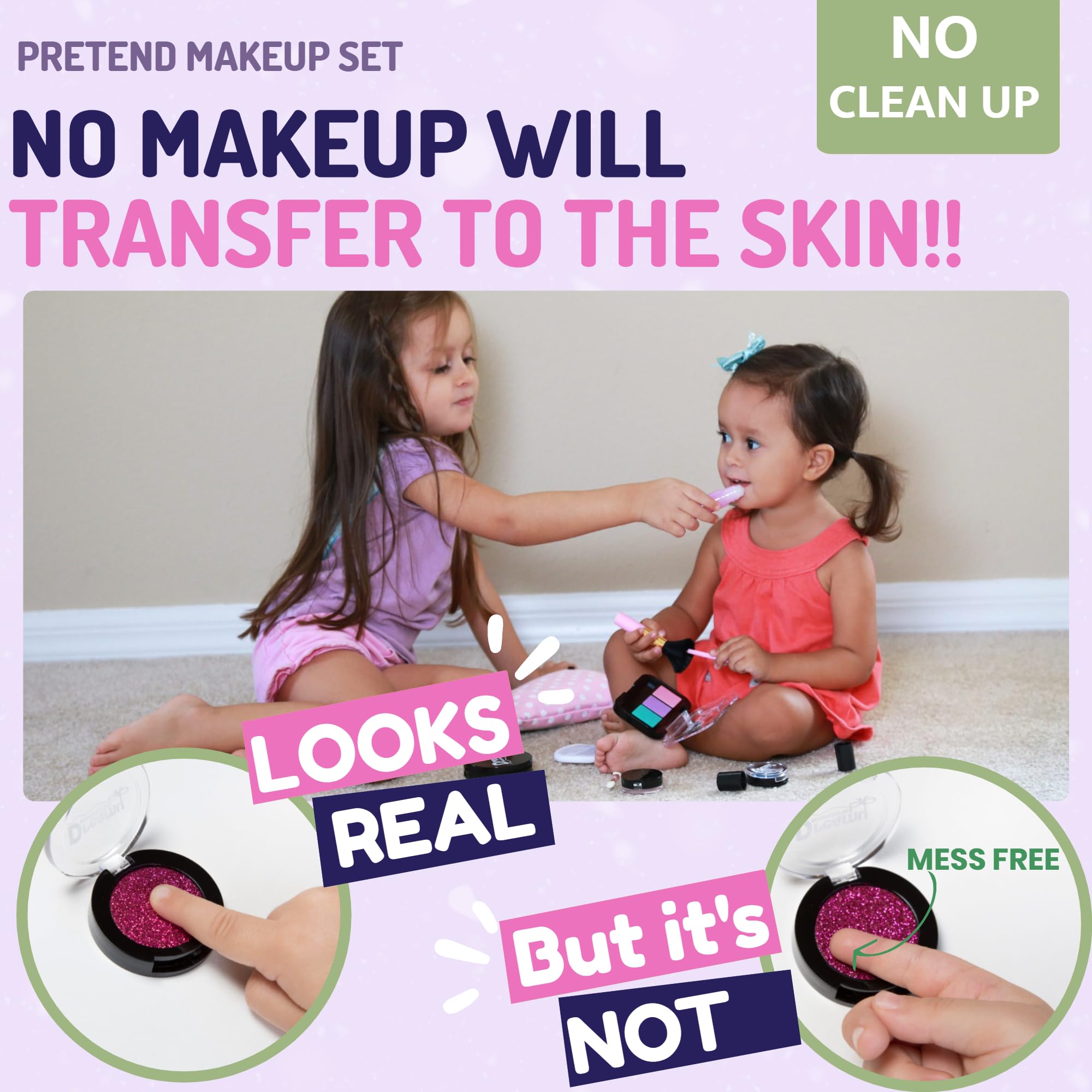 Pretend Makeup Kit for Girls - Customizable Cosmetic Bag Play Set, Fake Kids Makeup Toy for Toddlers Age 3-6 - Perfect for Role Play, Birthday Gifts & Pretend Beauty Salon Games