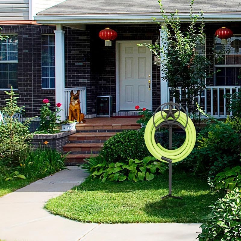 GOFORWILD Decorative Garden Hose Holder - Sturdy Wall Mount Hose Rack for 125-Feet 5/8-Inch Hose | Durable Gauge Steel Construction | Perfect for Lawn Care, Gardening & Outdoor Watering