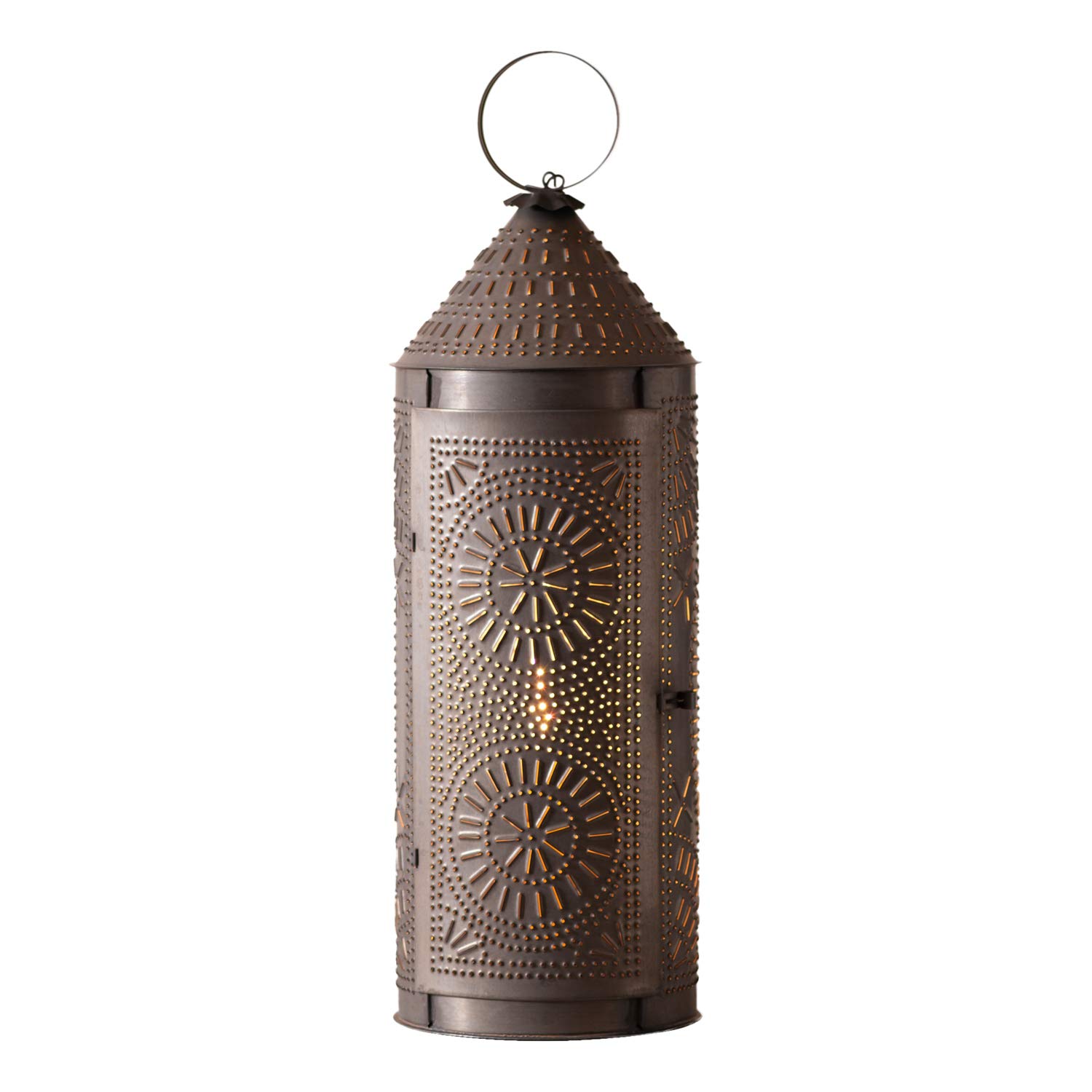 22-Inch Black Kettle Chimney Lantern - Rustic Outdoor & Indoor Lighting for Patio, Garden, and Entryway Decor