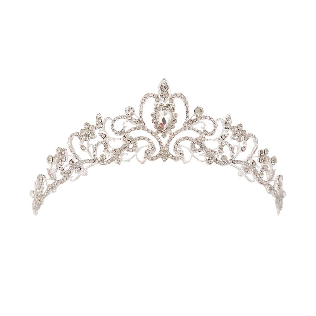 Lurrose Silver Rhinestone Bridal Tiara & Crystal Flower Crown Headband – Elegant Wedding Headdress for Women & Girls | Perfect for Brides, Prom, Pageants & Special Occasions