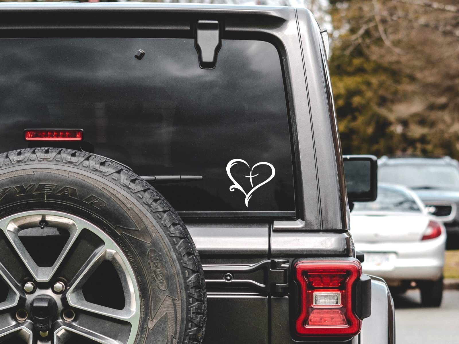 Red Heart Cross Decal Sticker - 5.5 Inch Vinyl Car Stickers for Windows, Trucks, SUVs & Motorcycles - Waterproof & UV Resistant - Perfect for Personalizing Vehicles & Showing Faith (Red)