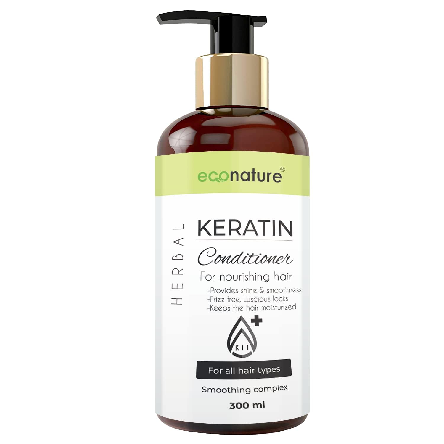 Econature Keratin Hair Conditioner 11.2oz - Deep Nourishing & Repairing Treatment for Damaged Hair | Keratin Infused Formula for Silky Smooth Tresses | Perfect for Dry, Frizzy & Color-Treated Hair at Home Salon Care