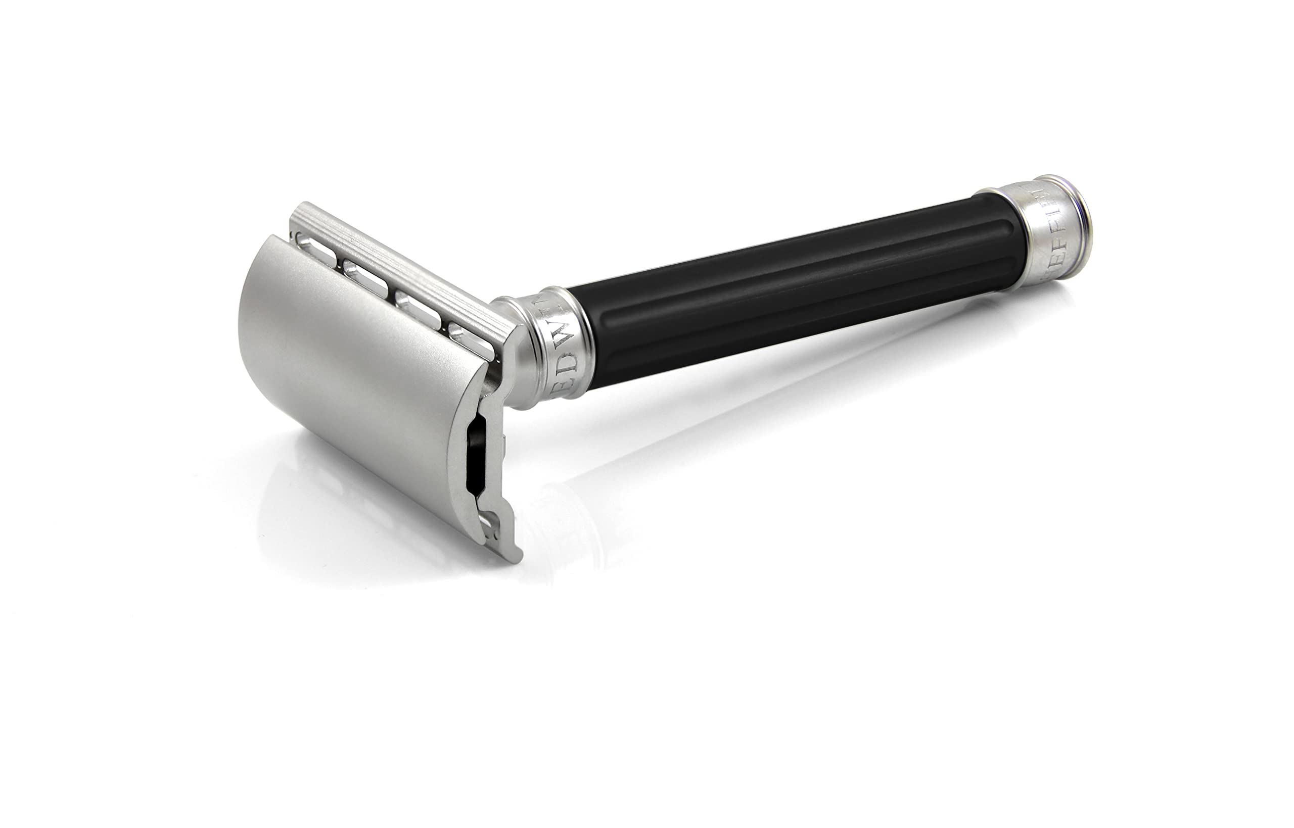 Edwin Jagger 3ONE6 Stainless Steel Safety Razor for Men - Premium Black Handle for Close Shaving | Perfect for Wet Shaving & Travel Grooming Kit
