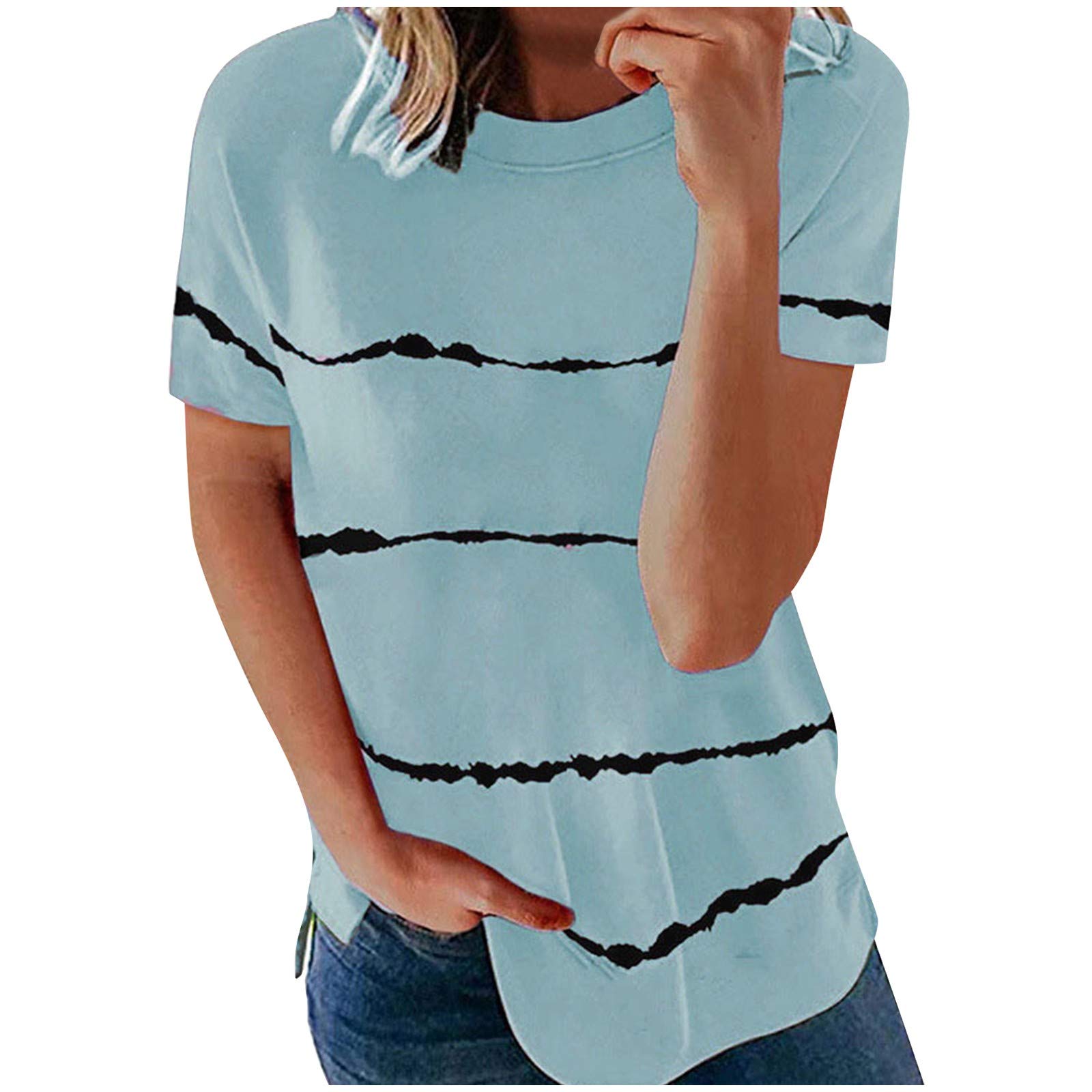 Women's Plus Size Casual Summer Tops - Short Sleeve V-Neck Loose Tee with Petal Sleeves | Dressy Casual T-Shirts for Work, Weekend & Outdoor Activities