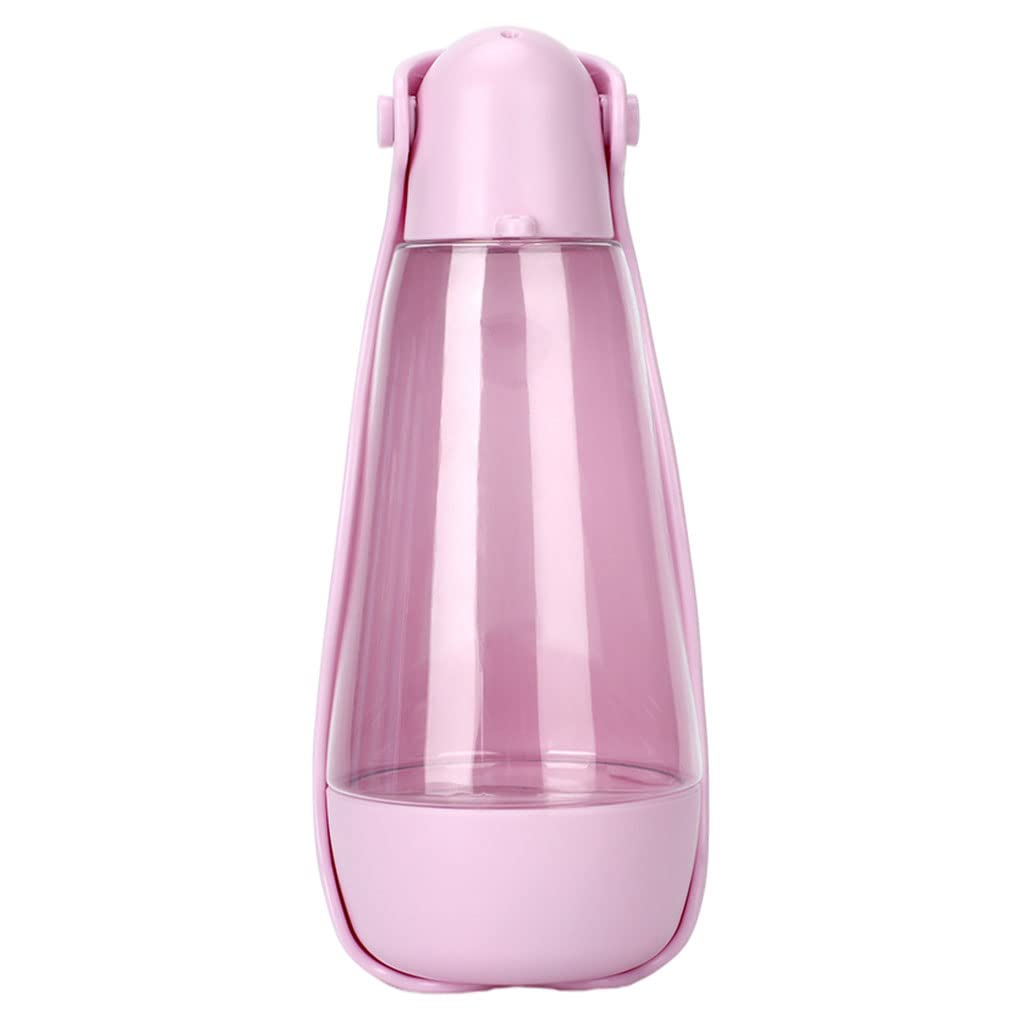 Enakshi Portable Pet Water Bottle with Cup & Tray - Pink Dog & Cat Water Dispenser for Outdoor Hiking, Travel, Camping | Pet Supplies | Dog & Cat Accessories | Dishes, Feeders & Fountains | Perfect for Walks, Parks & Road Trips