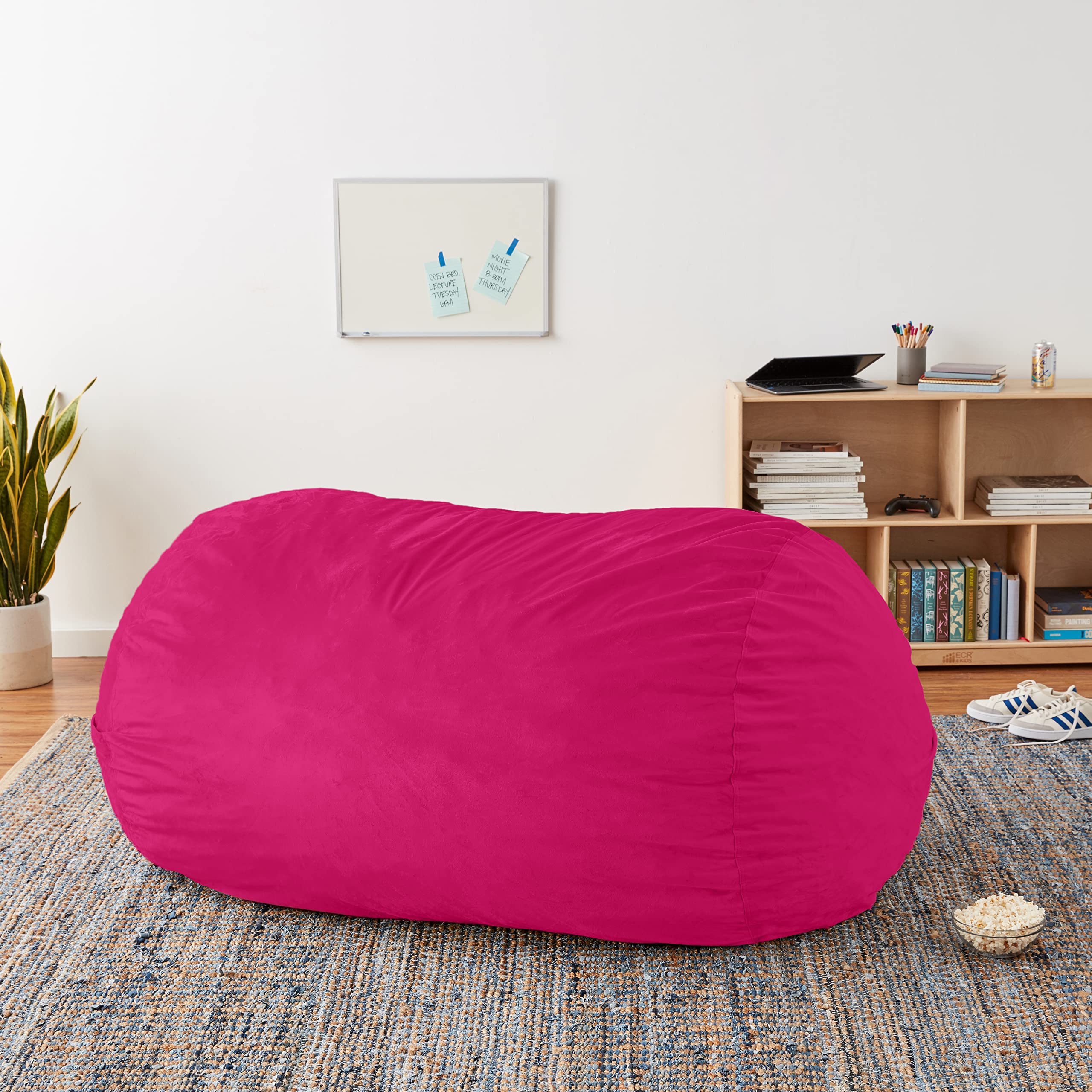 6-Foot Microsuede Bean Bag Chair Cover - Soft Pink Chill Sack for Living Room, Bedroom & Game Room | Durable & Comfortable Lounging Furniture for Adults & Teens