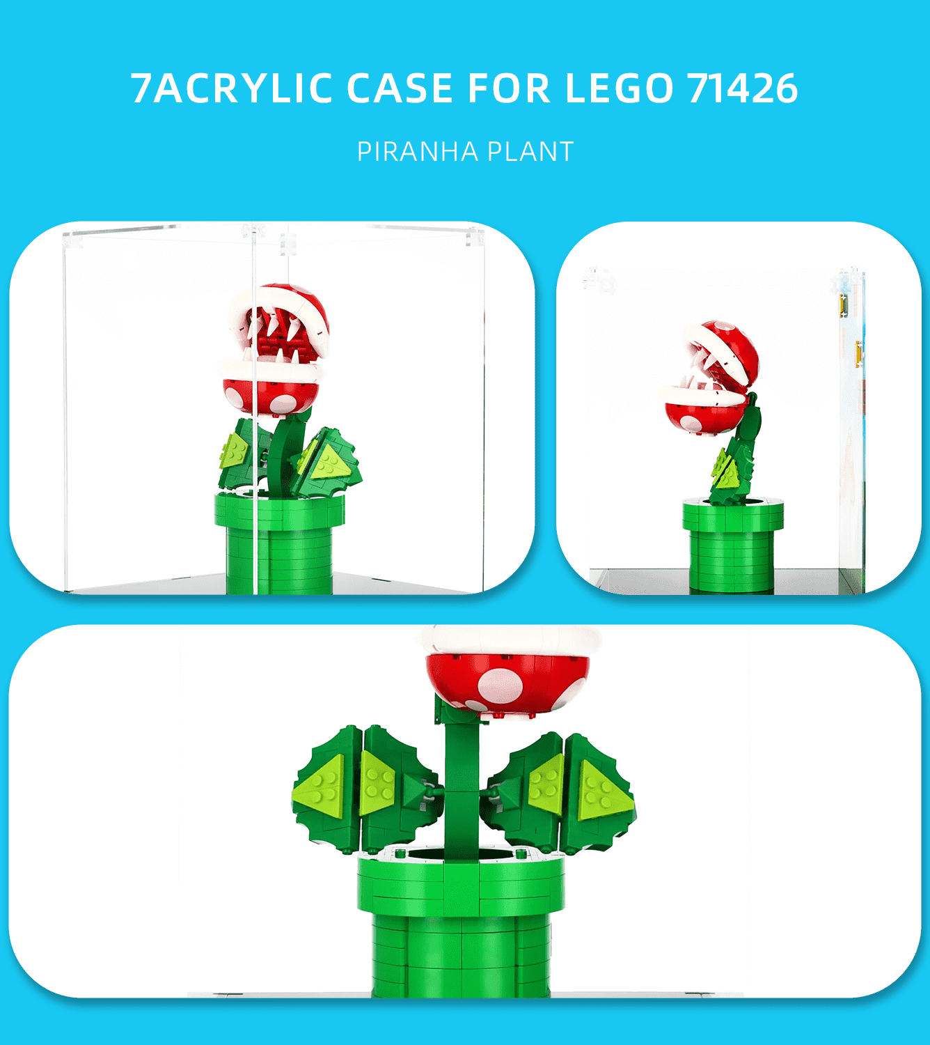 LEGO Piranha Plant 71426 Display Case - Clear Protective Cover for LEGO Super Mario Sets - Perfect for Showcasing & Protecting Your Collectible LEGO Creations at Home or Office