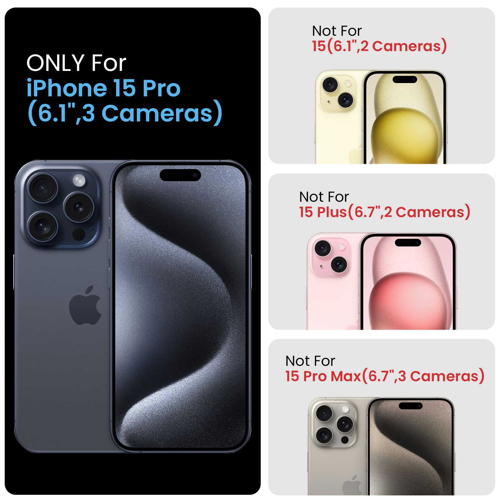 FireNova Premium Silicone Case for iPhone 15 Pro - 6.1 Inch Shockproof Phone Cover with Camera Protection & 2 Tempered Glass Screen Protectors, Soft Anti-Scratch Microfiber Lining - Perfect for Daily Use, Travel & Outdoor Activities (Black)