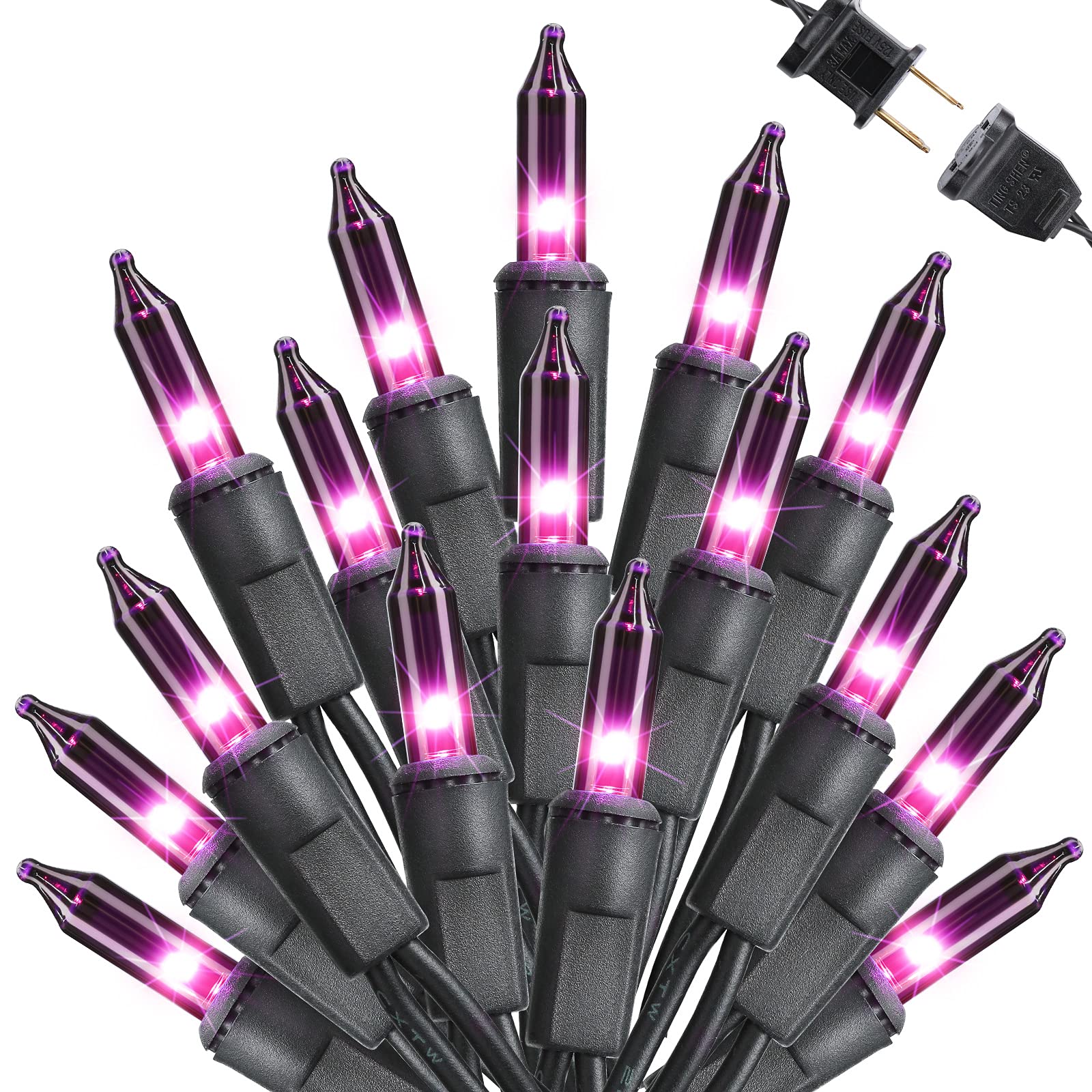 Toodour Purple Halloween String Lights - 25ft 100 Count UL Certified Connectable Mini Bulbs for Indoor Outdoor Decor - Perfect for Halloween Party, Home, Garden, Porch & Yard Decoration
