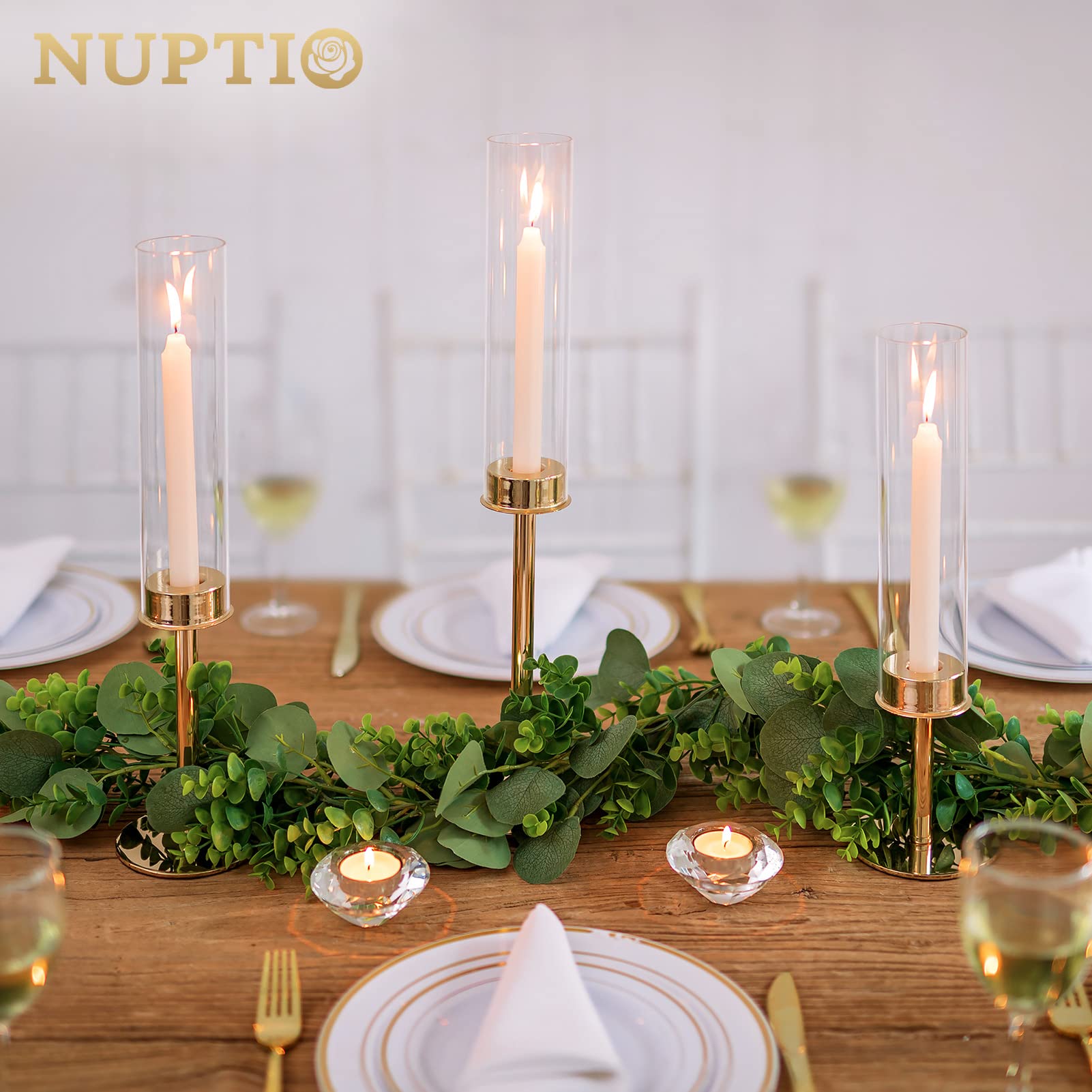 18-Piece Clear Glass Hurricane Candle Holders Set - Elegant Taper Candle Sticks for Fireplace, Wedding, Anniversary & Hotel Decor | Perfect for Romantic Dinners, Holiday Centerpieces & Special Events