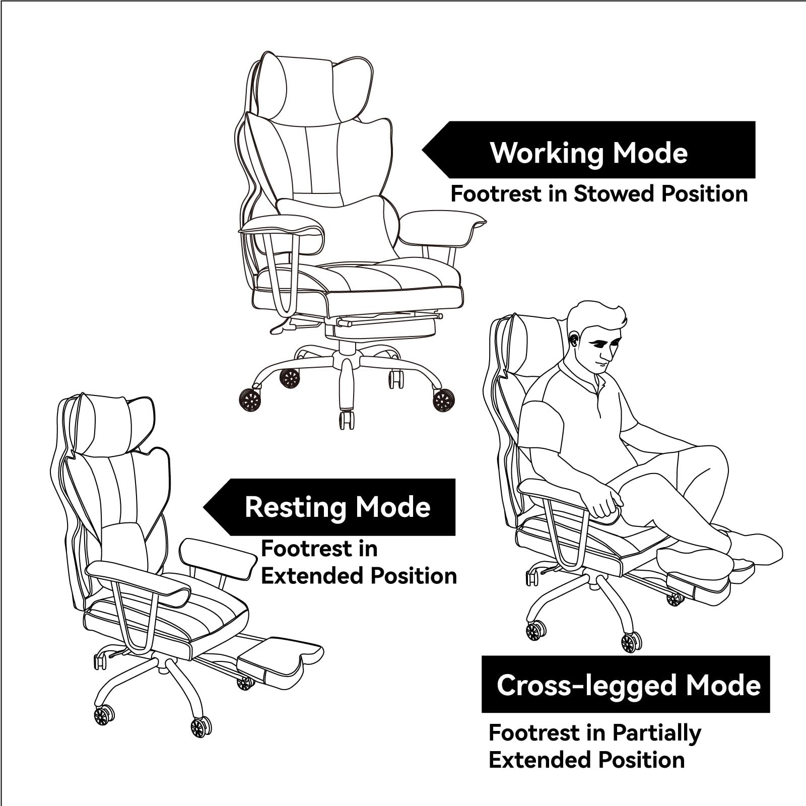 Efomao 400LBS Heavy Duty Executive Office Chair - Big and Tall PU Leather Computer Desk Chair with Adjustable Lumbar Support & Footrest - Dark Beige Ergonomic Chair for Home Office, Gaming & Workspace