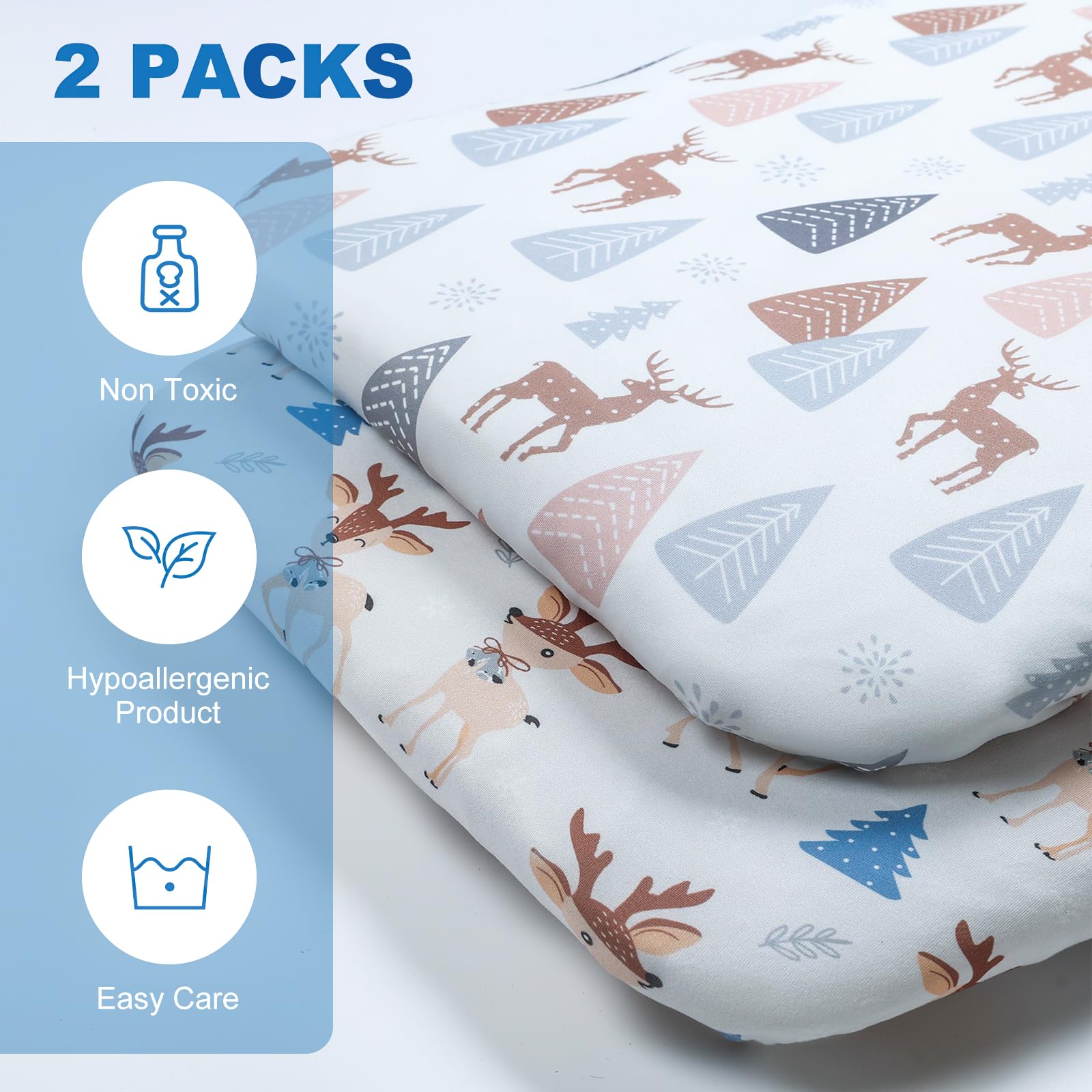 2-Piece Stretchy Bassinet Bed Sheet Set - Soft & Comfortable Fits Rectangle, Oval, Halo, Hourglass Mattresses | Perfect for Nursery, Baby Shower Gifts & Newborn Sleep Comfort