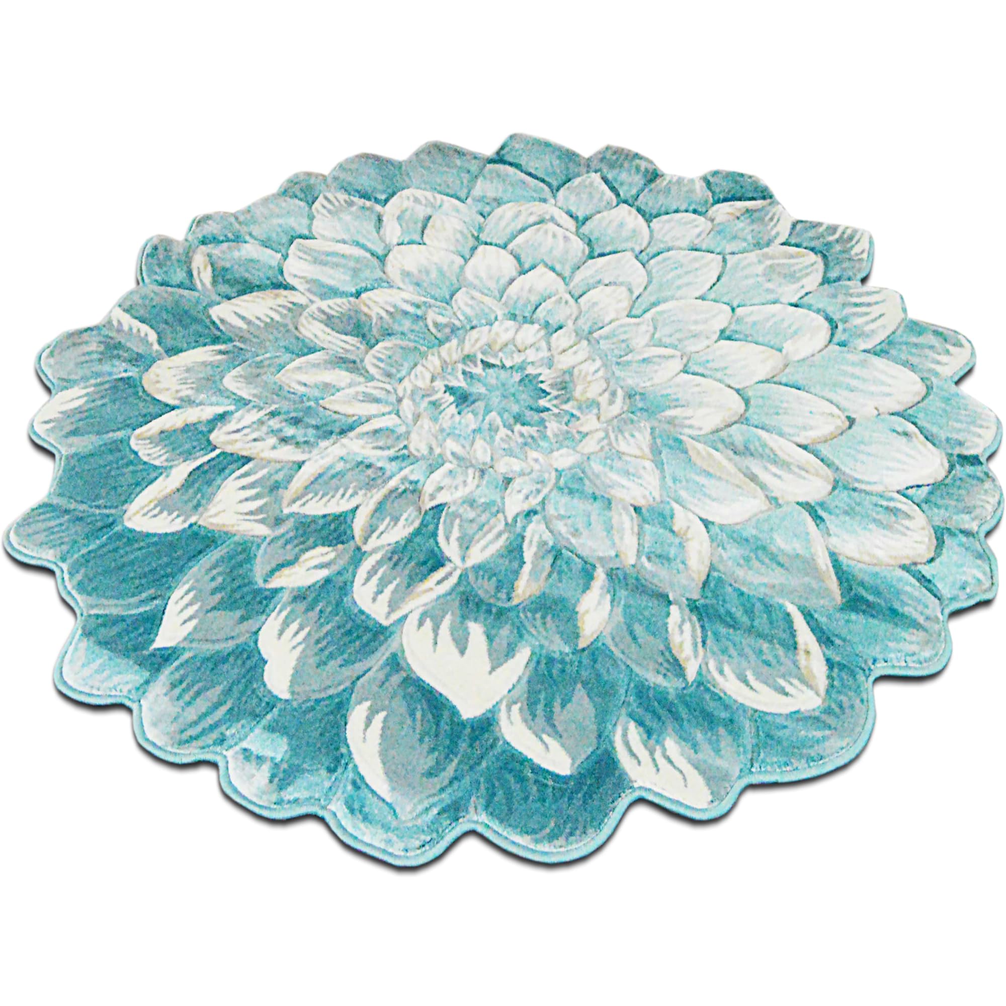 5ft Round Flower Shaped Area Rug - Soft Plush Circle Carpet for Bedroom, Living Room & Nursery - Cute Girly Home Decor in Sky Blue 303 - Perfect for Boho Chic, Kids Room & Cozy Spaces