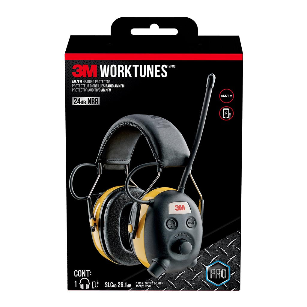 3M WorkTunes AM/FM Hearing Protector with Radio - Noise Reduction Ear Muffs for Construction, Woodworking & Lawn Mowing (Model 90541H1 DC PS) - Perfect for Workshops, DIY Projects & Outdoor Work