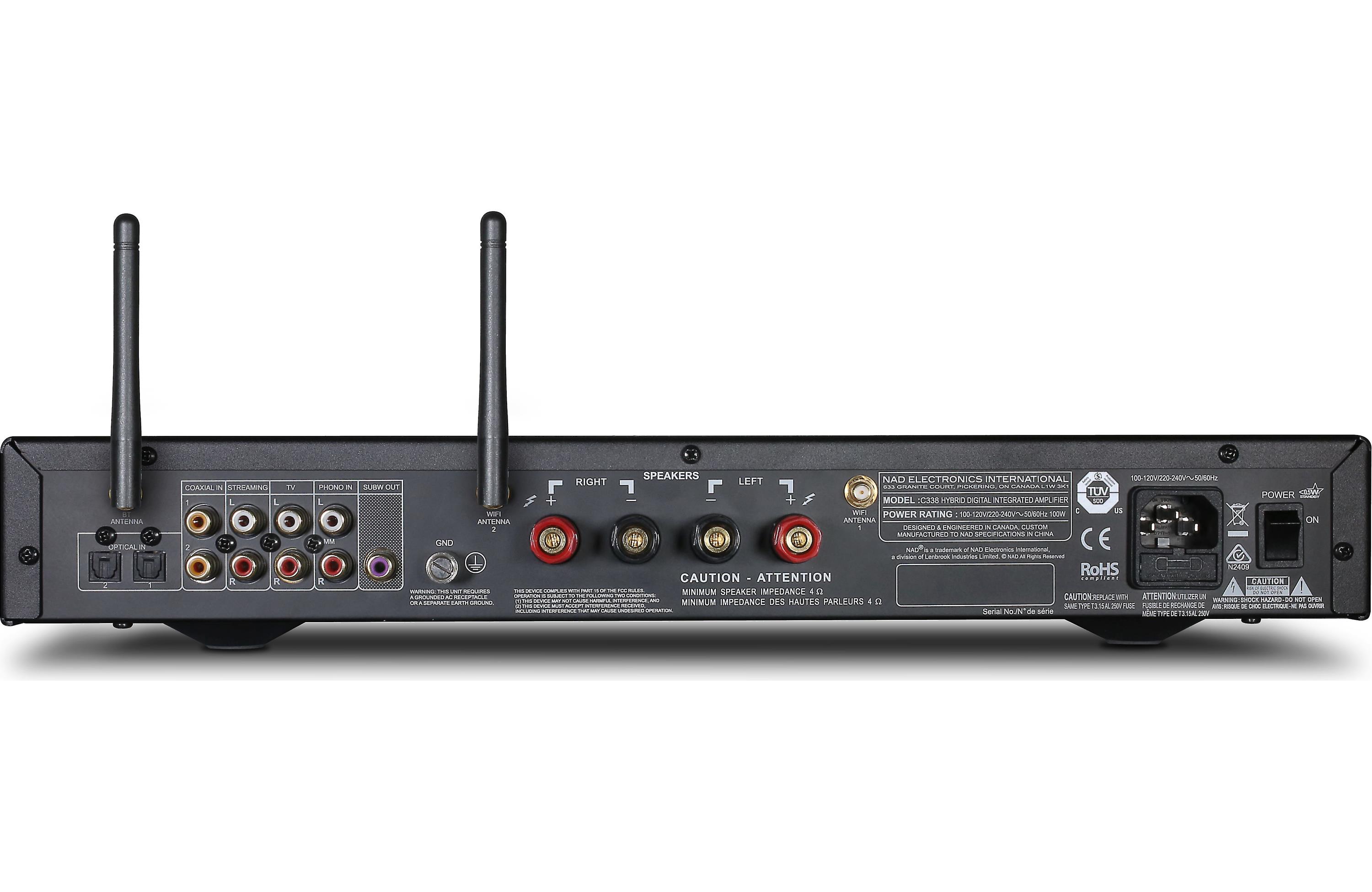 NAD Electronics C 338 Hybrid Digital Integrated Amplifier - Hi-Fi Stereo Receiver with Bluetooth, AirPlay 2 & Phono Input - Perfect for Home Audio Systems & Music Streaming