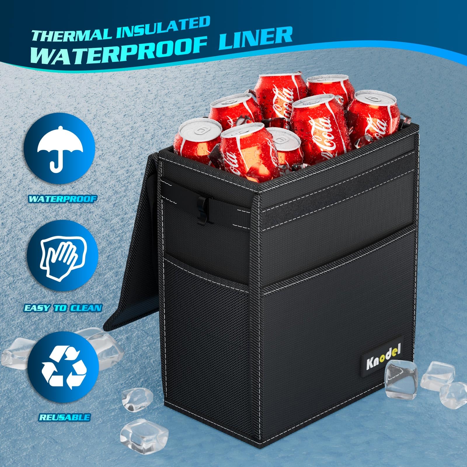 Waterproof Car Trash Can with Lid - Leak-Proof Hanging Car Garbage Bin for SUV, Truck & Vehicle - Large Black Auto Waste Container for Road Trips, Commuting & Travel