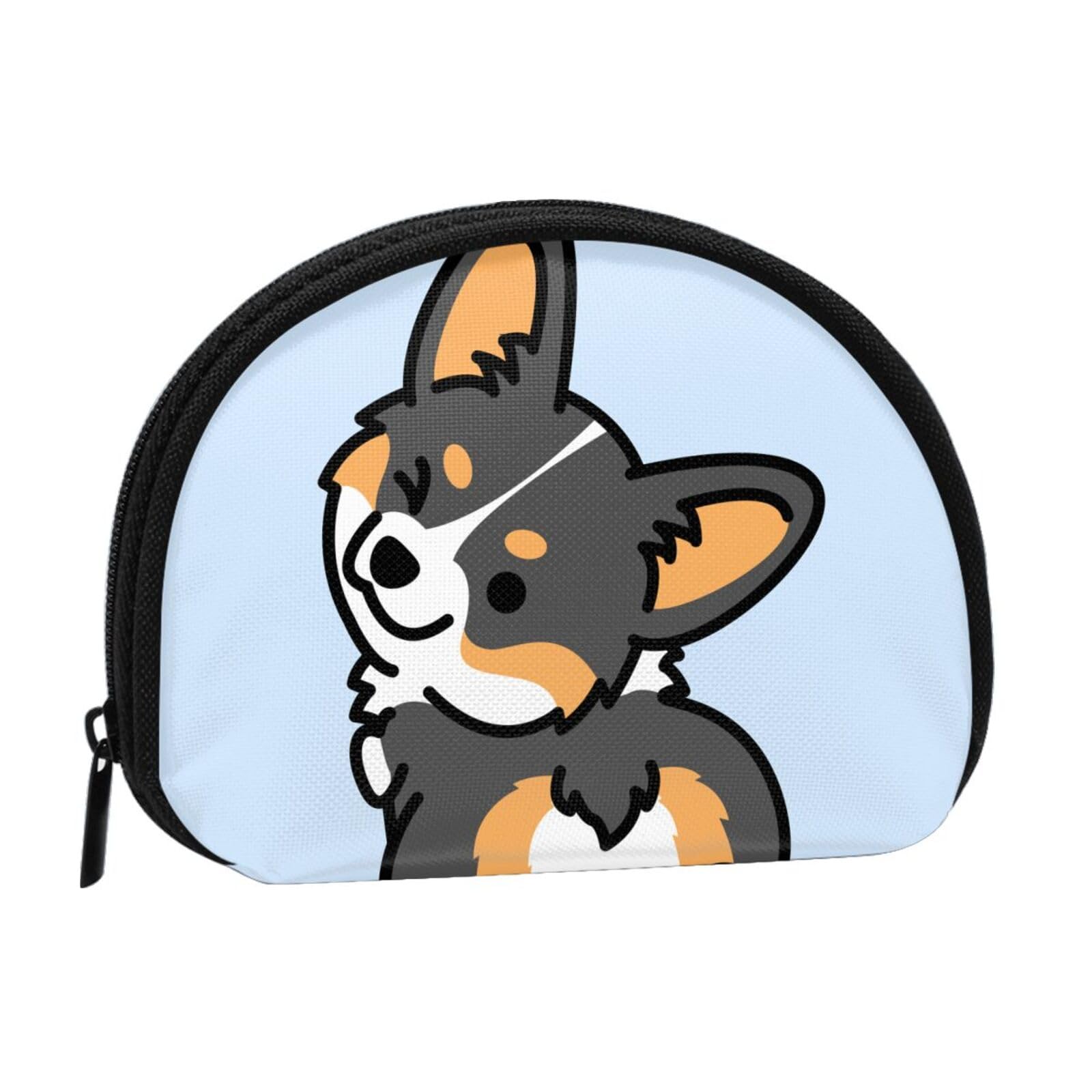 Neoprene Coin Purse - Waterproof Zippered Change Pouch for Passport, Cards & Cash | Lightweight Travel Wallet for Gym, Hiking & Daily Use | Cute Corgi Dog Design | Washable & Durable