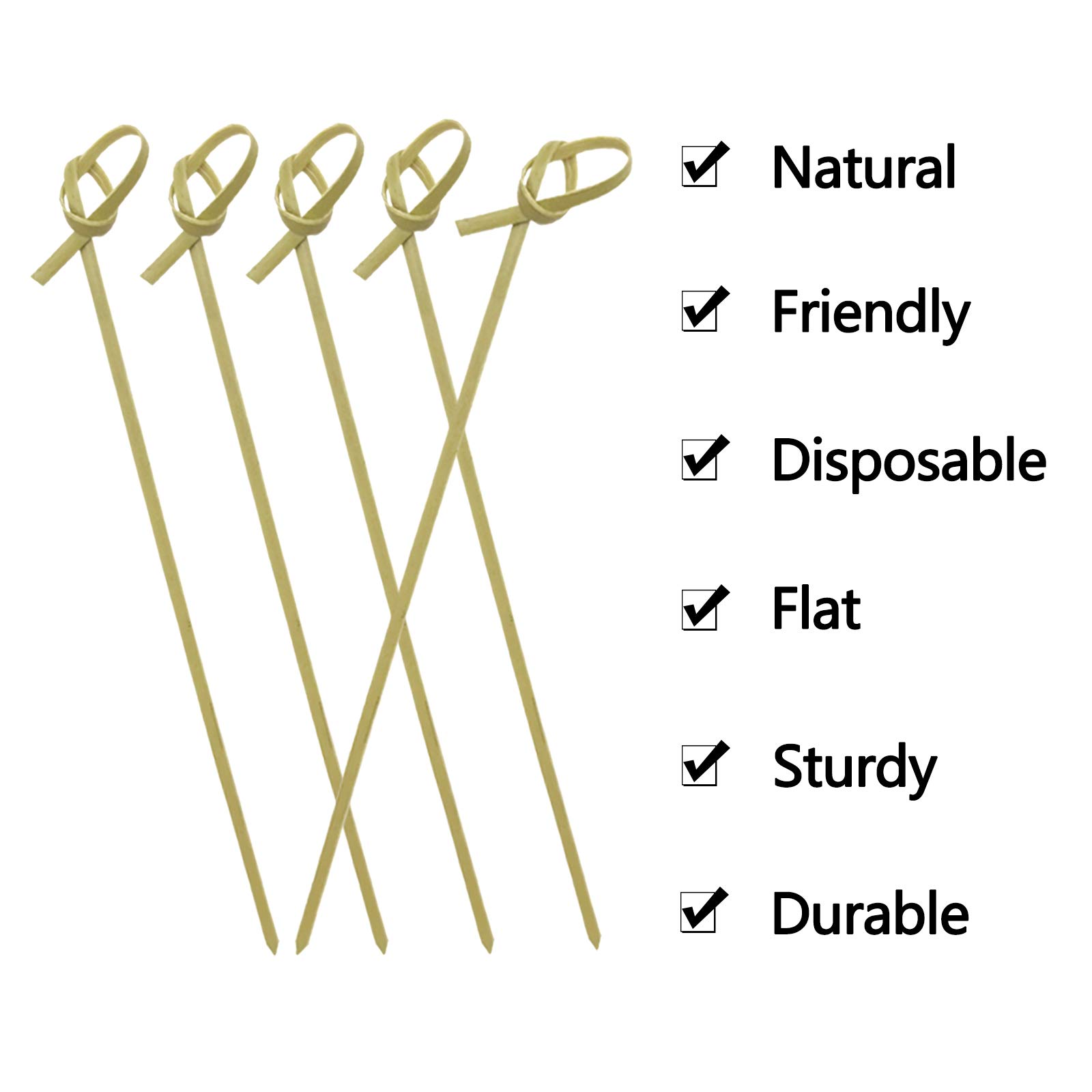 Premium Blue Top Bamboo Cocktail Skewers - 6 Inch Pack of 400 with Looped Knot - Eco-Friendly Toothpicks for Appetizers, Cocktail Parties, BBQ Snacks, Club Sandwiches, Fruits & Drinks - Perfect for Entertaining, Catering & Home Use