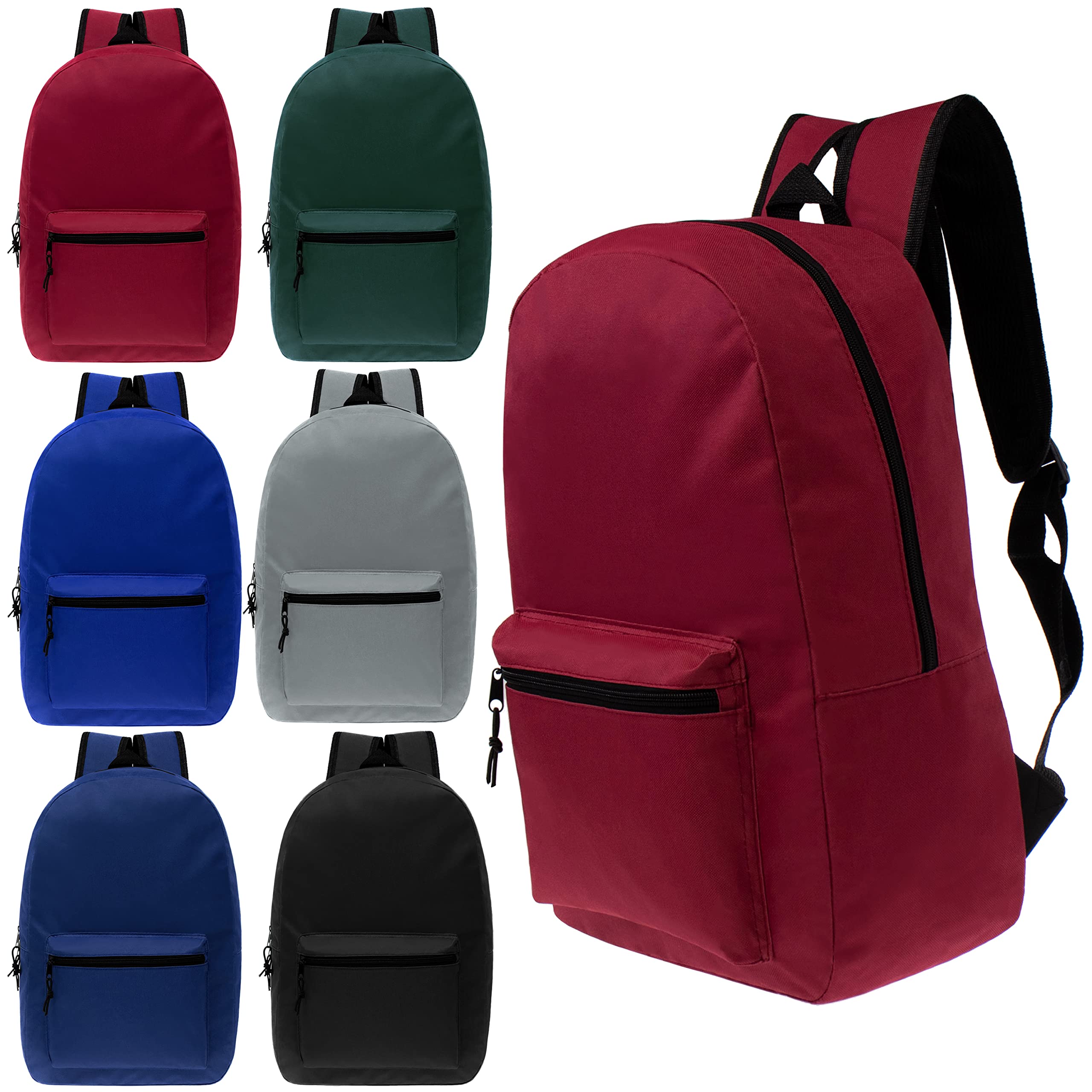 Moda West 24-Pack 19 Inch Bulk Backpacks - 6 Assorted Colors - Wholesale School Bookbags for Students, Travel & Outdoor Activities