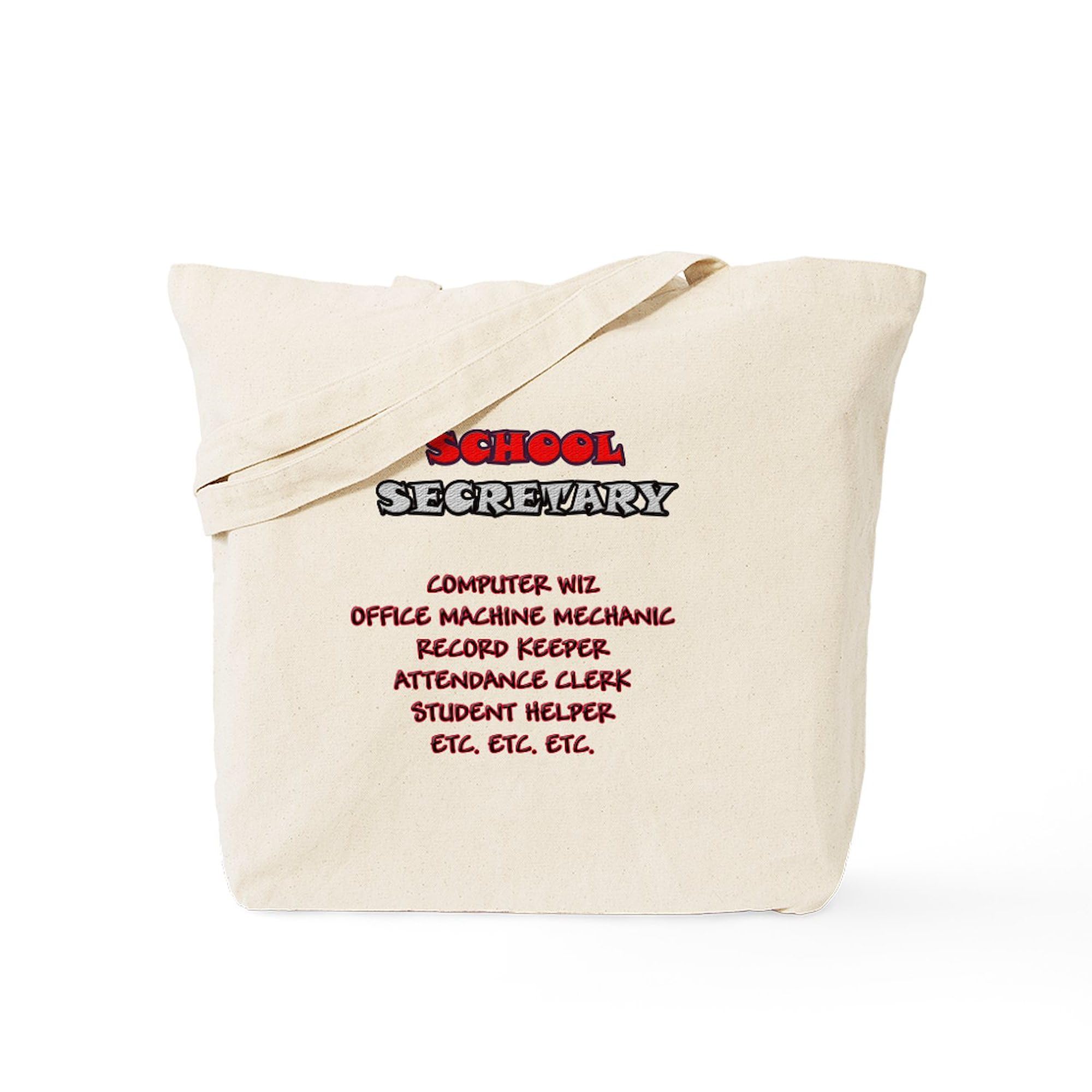 CafePress School Secretary Duties Tote Bag - Natural Canvas Reusable Shopping Bag for Teachers, Office & Everyday Use