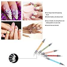Sminakh 5Pcs Silicone Nail Art Brushes Set - Professional Silicone Rhinestone & Polish Carving Pen for Nail Design - Perfect for Gel Polish, Acrylic Nails & DIY Manicures at Home or Salon