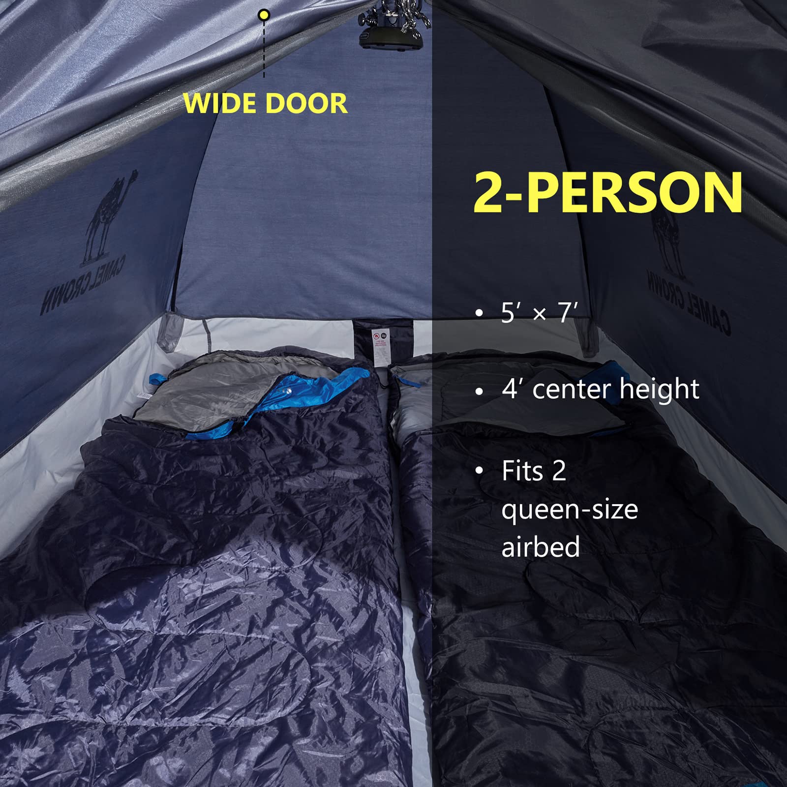 CAMEL CROWN 2-5 Person Waterproof Camping Tent - Lightweight & Spacious for Hiking/Backpacking