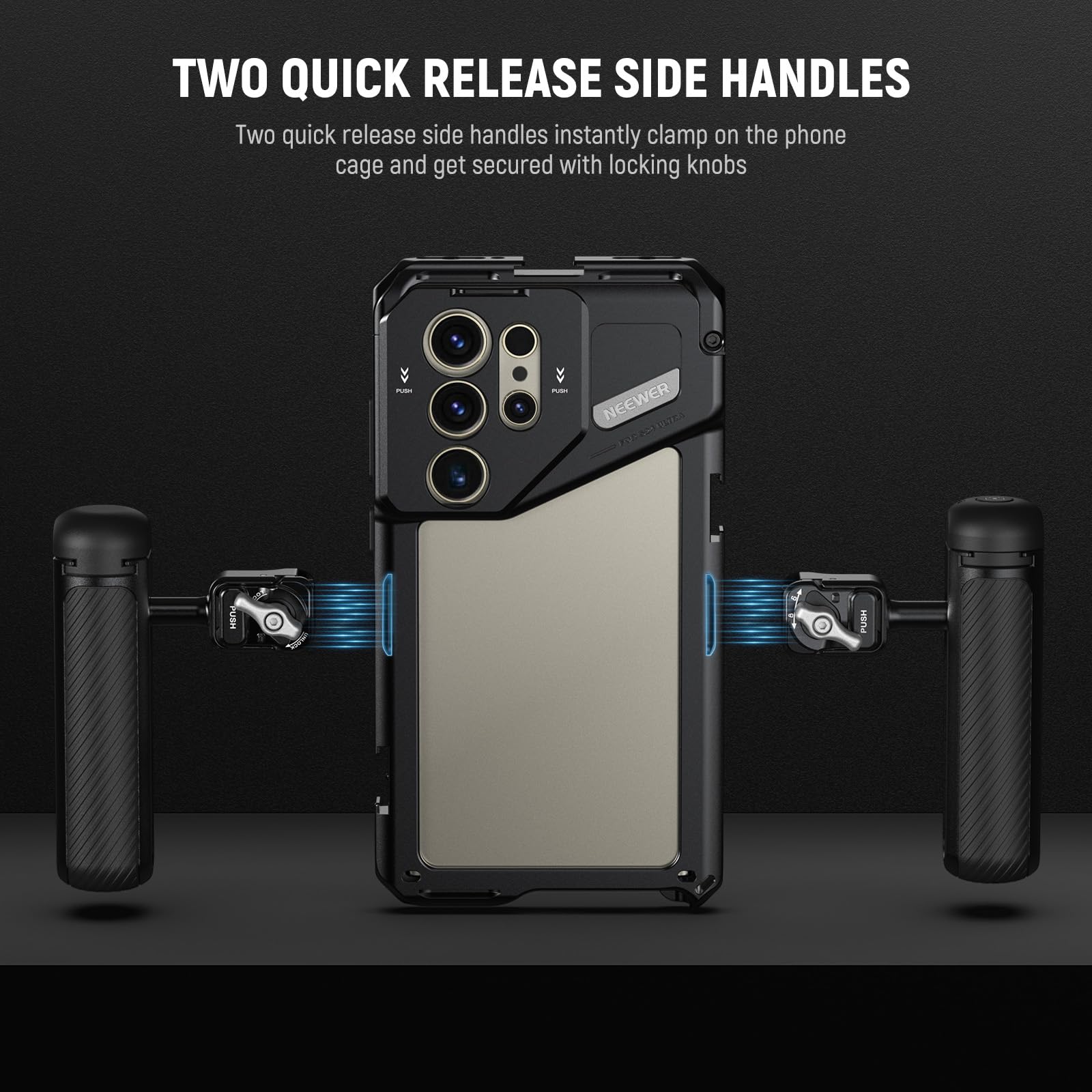 NEEWER PA042 S24 Ultra Phone Cage Video Rig Stabilizer Kit with Quick Release Handle, Bluetooth Shutter, 67mm Filter & Lens Adapters - Perfect for Smartphone Filmmaking, Vlogging, and Mobile Photography