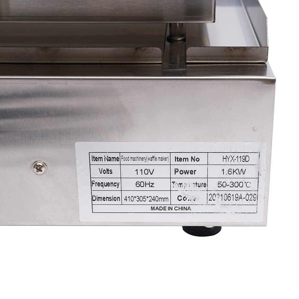 Commercial Waffle Maker Machine 110V 1.6KW - Stainless Steel Electric Hot Dog Shaped Waffle Iron & Takoyaki Maker for Pancakes, Tea Shops, Fast Food Restaurants - Perfect for Breakfast Cafes, Street Food Vendors, and Home Kitchens