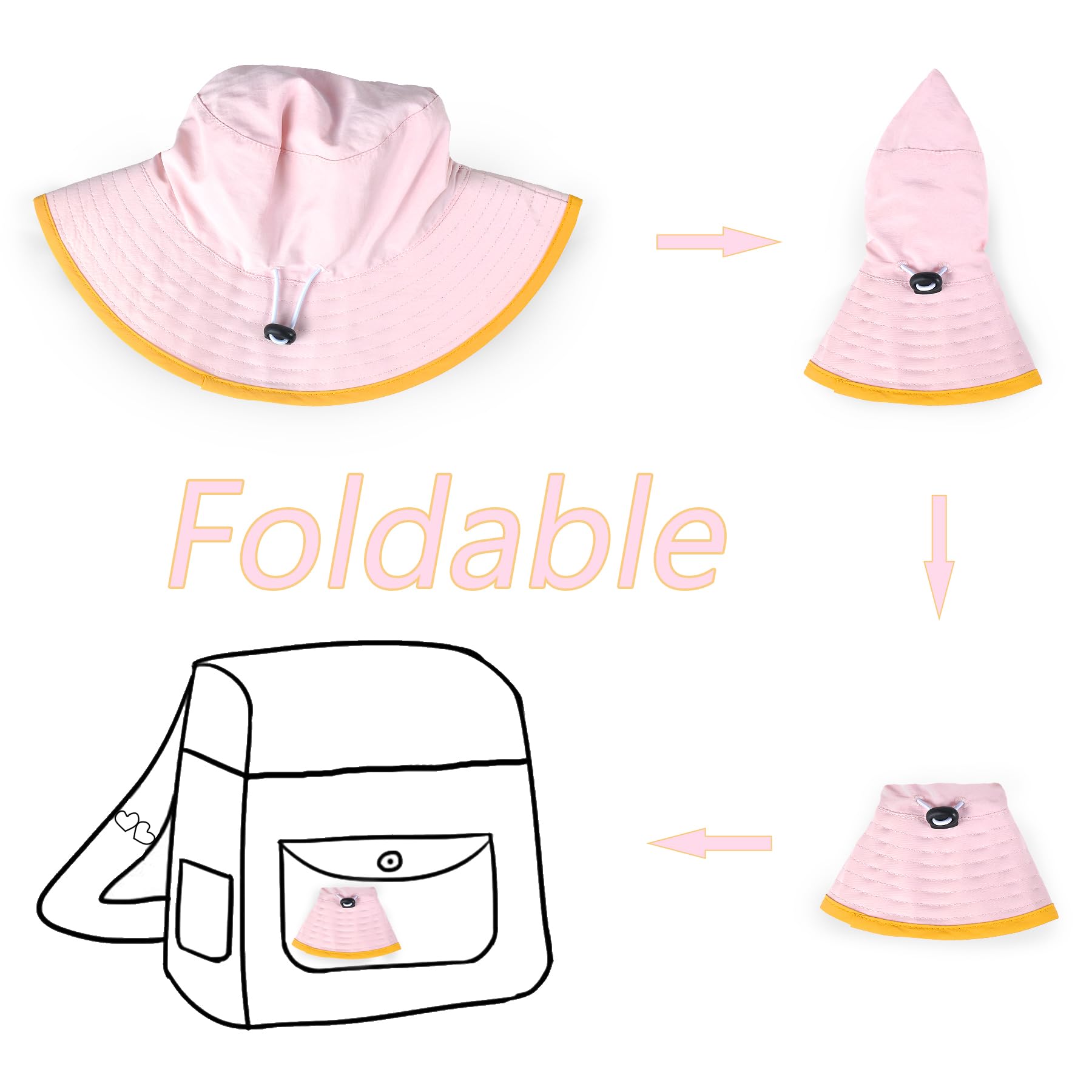 LO SHOKIM UPF 50+ Baby Sun Hat - Adjustable Wide Brim Bucket Hat for Toddlers & Kids - Sun Protection for Beach, Pool & Outdoor Summer Activities