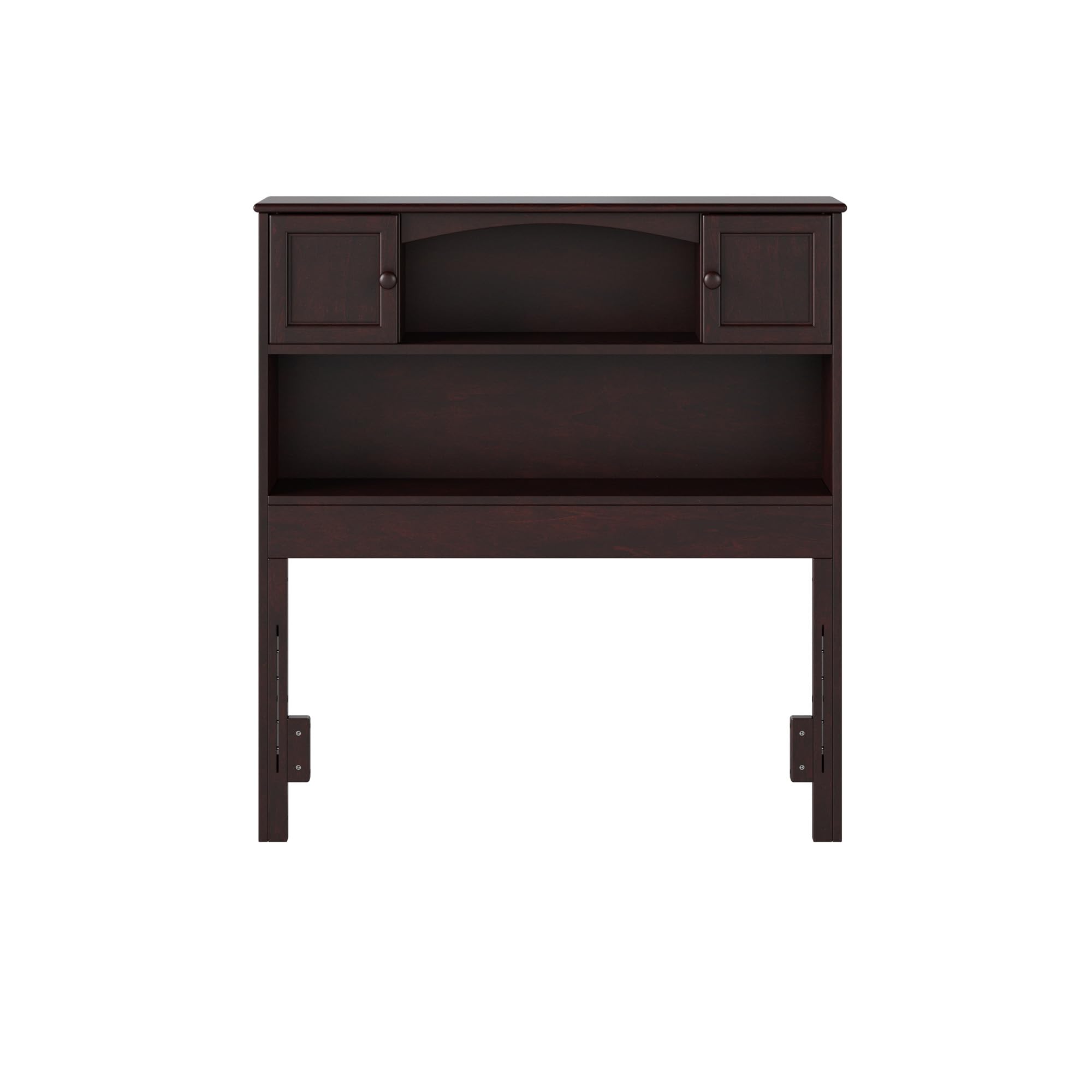 AFI Newport Twin Size Bookcase Headboard with USB Charging Ports - Espresso Finish - Space-Saving Storage Solution for Small Bedrooms & Dorm Rooms
