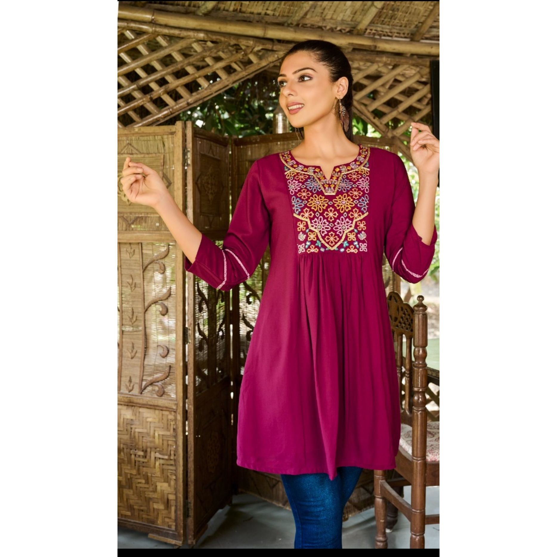 Stylish Short Kurti for Women - Comfortable & Trendy Indian Tunic Top for Casual Wear, Office & Festivals