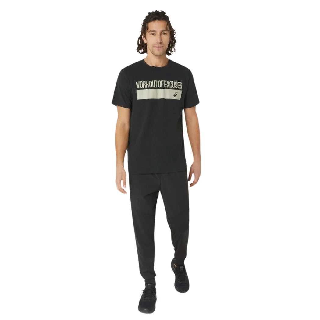 ASICS Men's Lettering Graphic Knit T-Shirt - Comfortable Casual Tee for Running, Gym & Everyday Wear