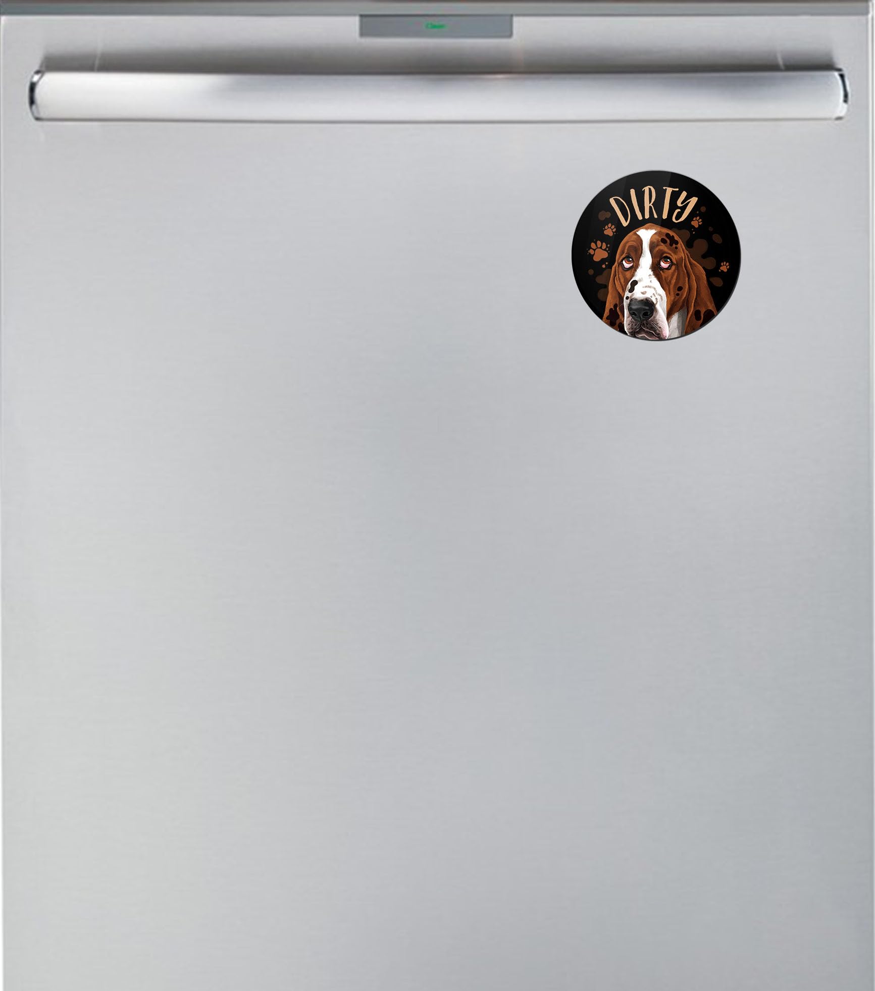 WIRESTER 3.5 Inch Double-Sided Dishwasher Clean/Dirty Sign - Basset Hound Dog Design Kitchen Decor for Dishwasher & Washing Machine - Perfect for Home, Office, and Restaurant Use