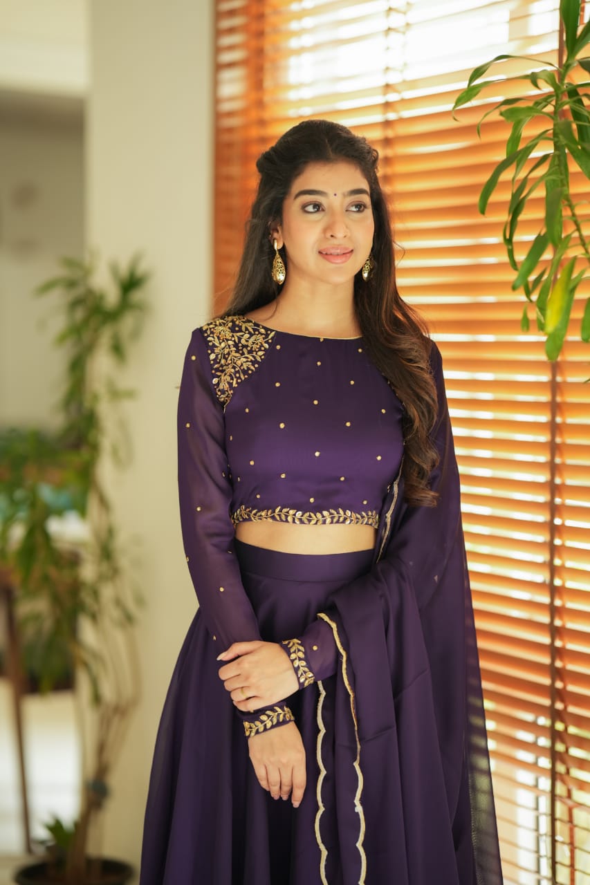 Aashmika Violet Designer Lehenga Choli Set for Women | Indian Ethnic Party Wear | Wedding, Festival & Special Occasion Outfit