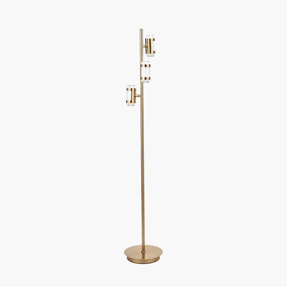 Modern Alondra Gold Metal & White Glass LED Floor Lamp - Adjustable Brightness for Living Room, Bedroom, or Office Lighting