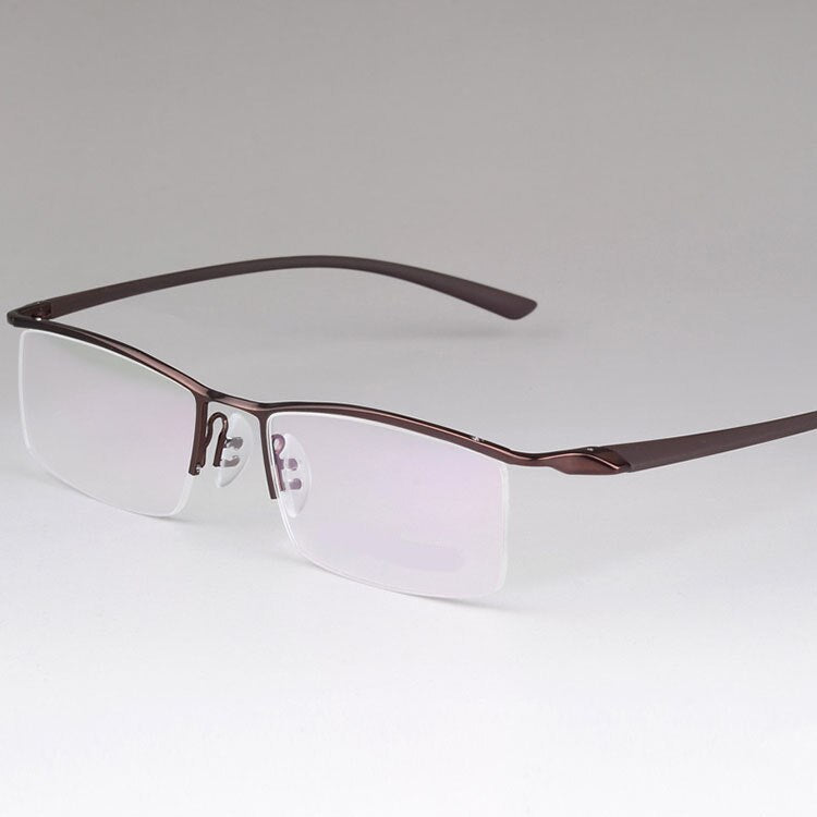 Bclear Titanium Alloy Half Rim Eyeglasses for Men - Lightweight Small Frame Glasses for Narrow Faces (Model P8190) | Perfect for Office Work, Reading & Everyday Wear