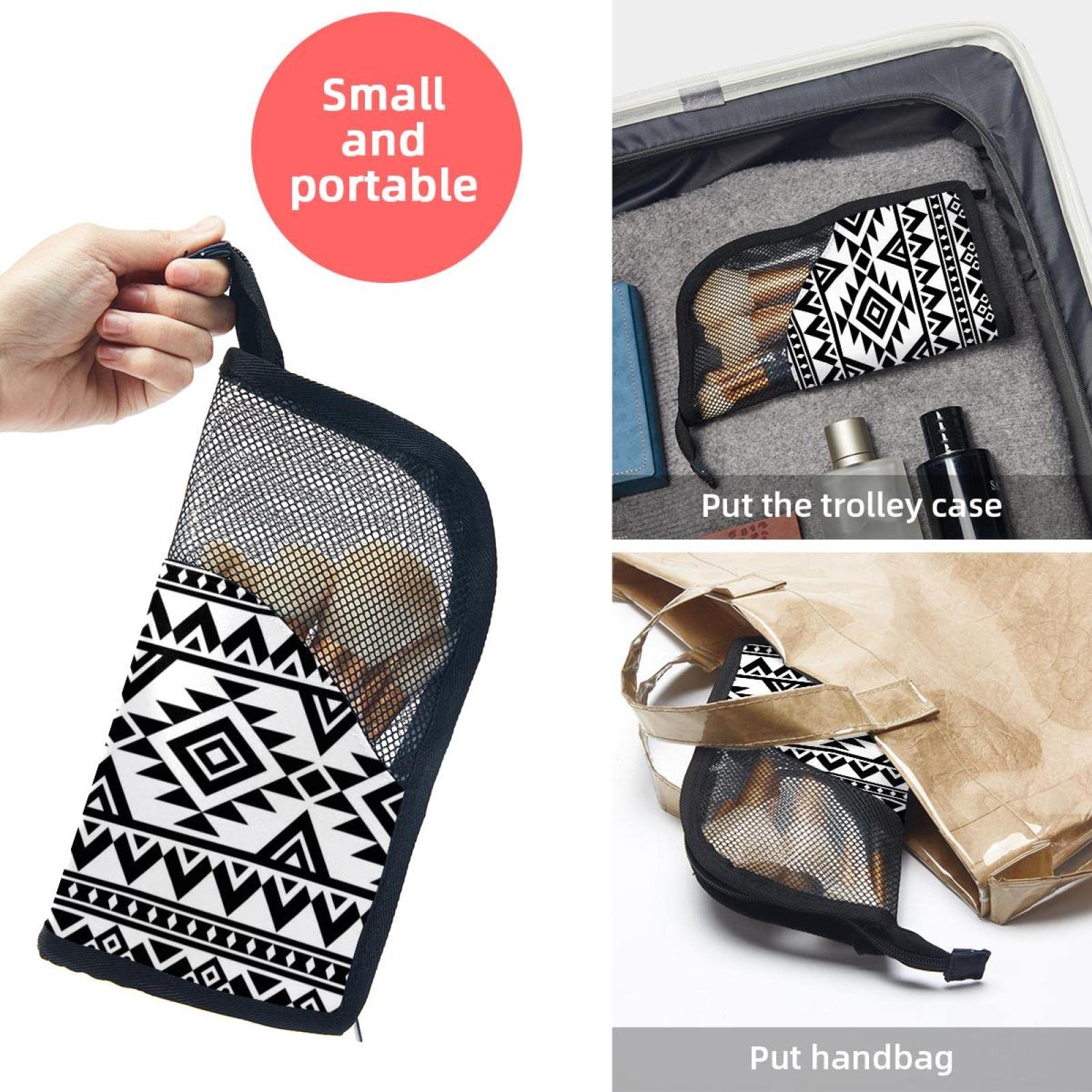 12-Piece Makeup Brush Organizer Bag with Seamless Boho Ethnic Pattern - Portable Makeup Brush Holder Case for Travel & Home Vanity Organization