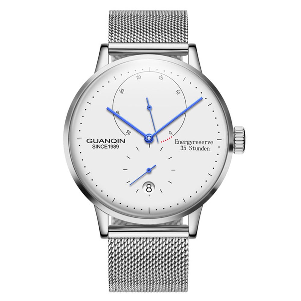 MASTOP Minimalist Men's Automatic Mechanical Watch with Energy Display - Stainless Steel Mesh Band - Stylish & Durable for Business, Casual & Formal Occasions