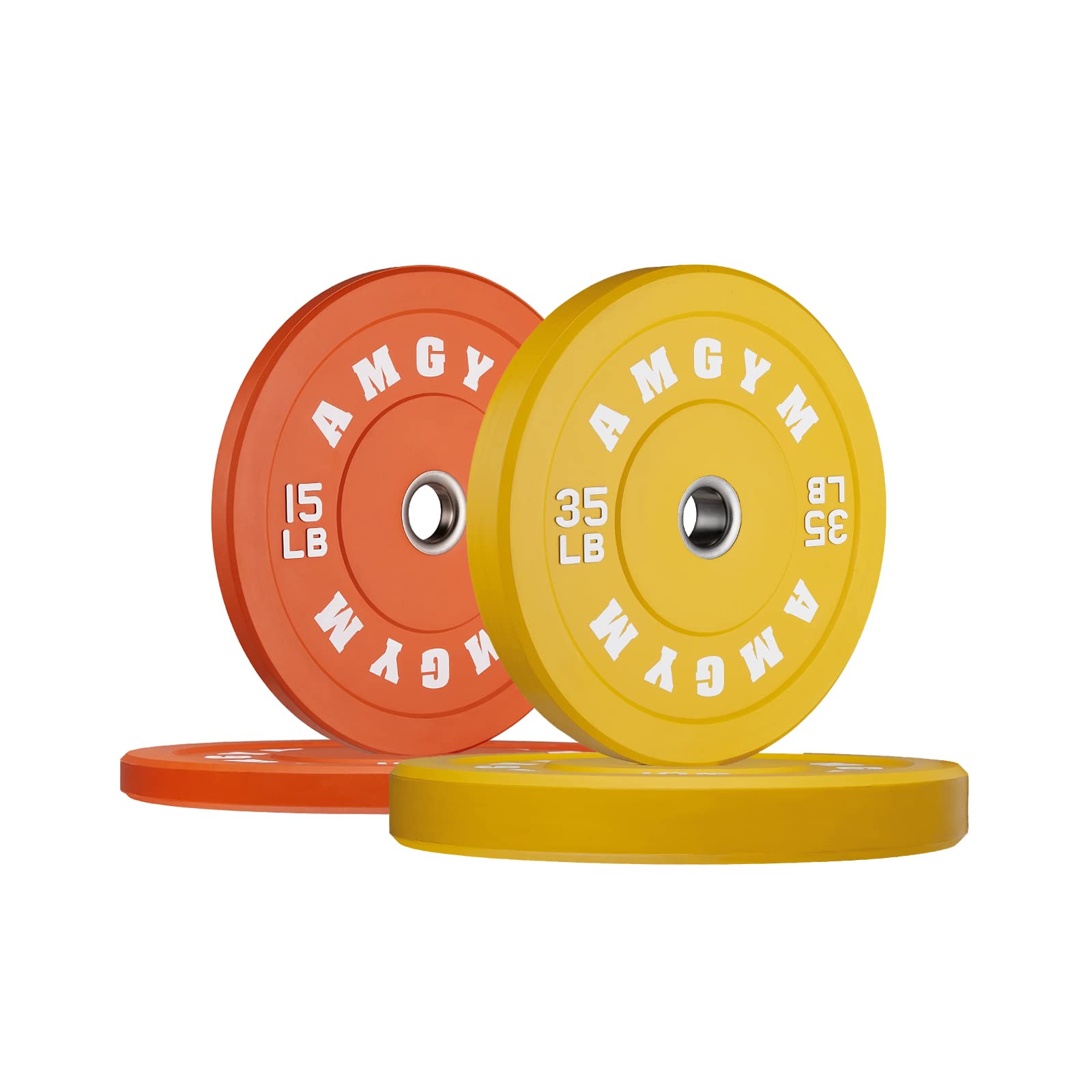 AMGYM Color Olympic Bumper Plates - 45LB Rubber Weight Plates with Steel Insert for CrossFit, Powerlifting & Strength Training - Perfect for Home Gym & Commercial Fitness Centers