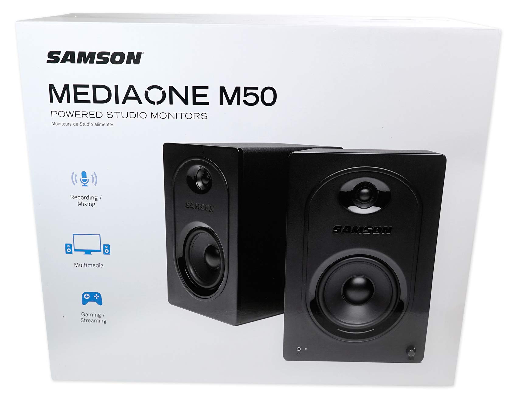 Samson M50 5-Inch Powered Studio Monitor Speakers - Professional Studio Reference Monitors for Music Production, Podcasting & Home Recording - Perfect for Home Studios, Podcast Setups & Computer Audio