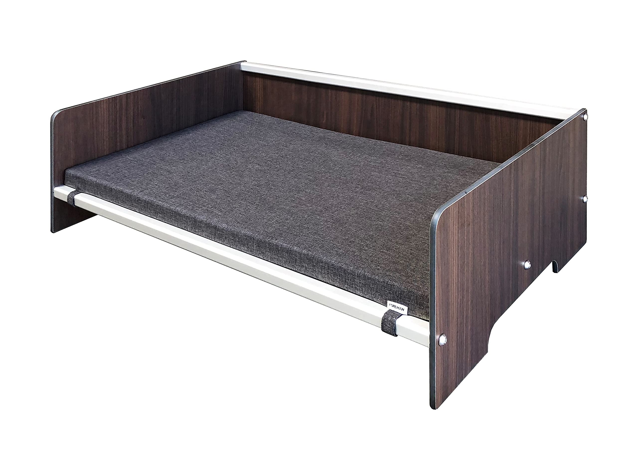 Waterproof Contemporary Comfort Dog Bed with Backrest - Orthopedic Pet Bed for Dogs & Cats, Durable Compact Laminate & Aluminum Frame, Dark Grey Mattress - Perfect for Indoor Use, Living Room, Bedroom, or Pet-Friendly Spaces