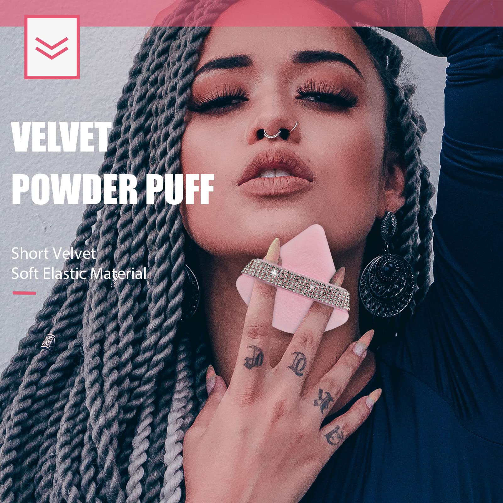 6-Piece Velour Powder Puff Set - Soft Triangle Makeup Sponge for Loose & Mineral Powder (Peach, Pink, Black) | Perfect for Foundation, Undereye Setting & Body Makeup | Wet/Dry Use for Flawless Finish