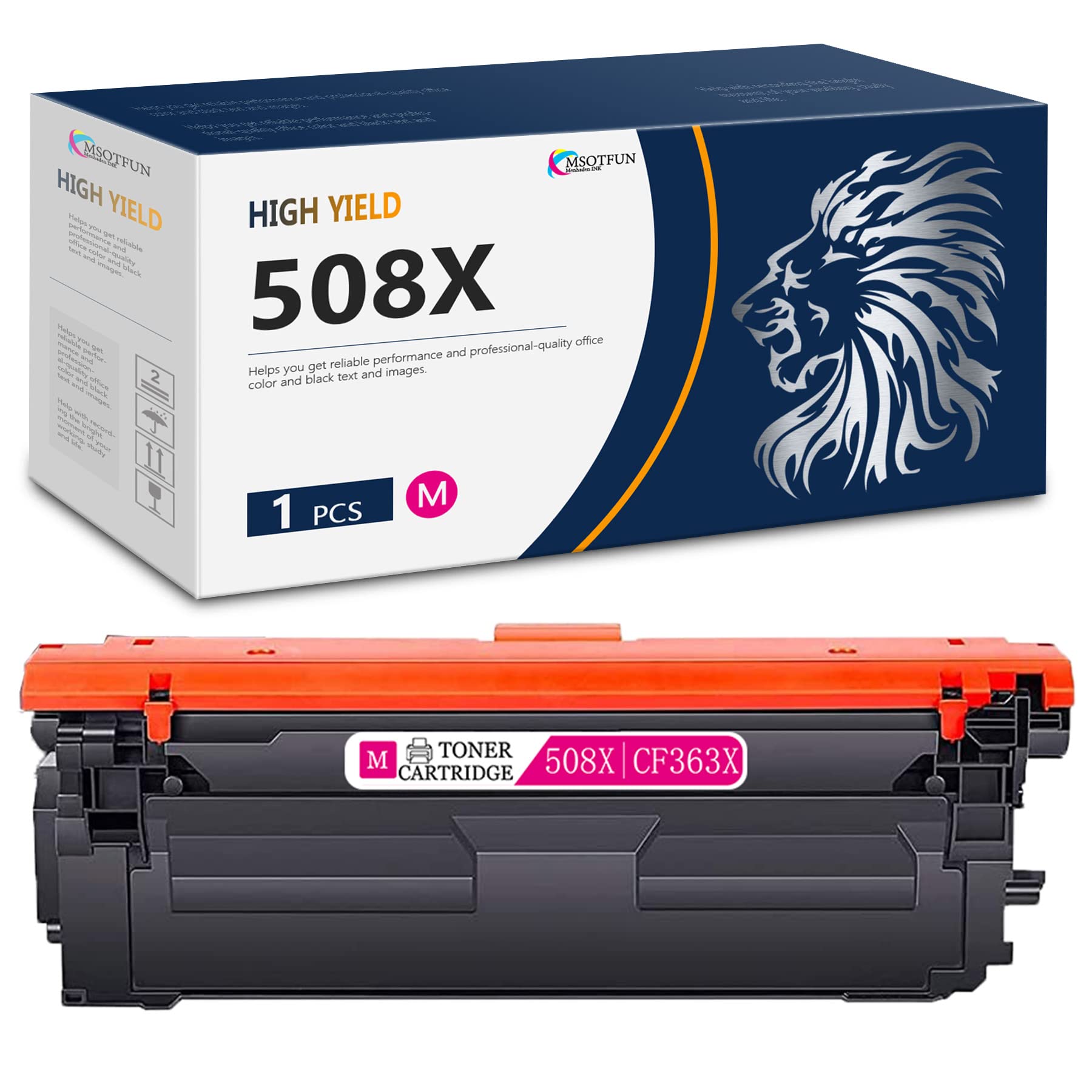 MSOTFUN Compatible 508X CF363X Magenta Toner Cartridge Replacement for HP 508X - Works with HP M552dn M553n M553dn M553x M553dh M577dn M577z M577f M577c M577dnm M577cm Printers (1-Pack) - Ideal for Office Printing, Home Use & High-Volume Documents