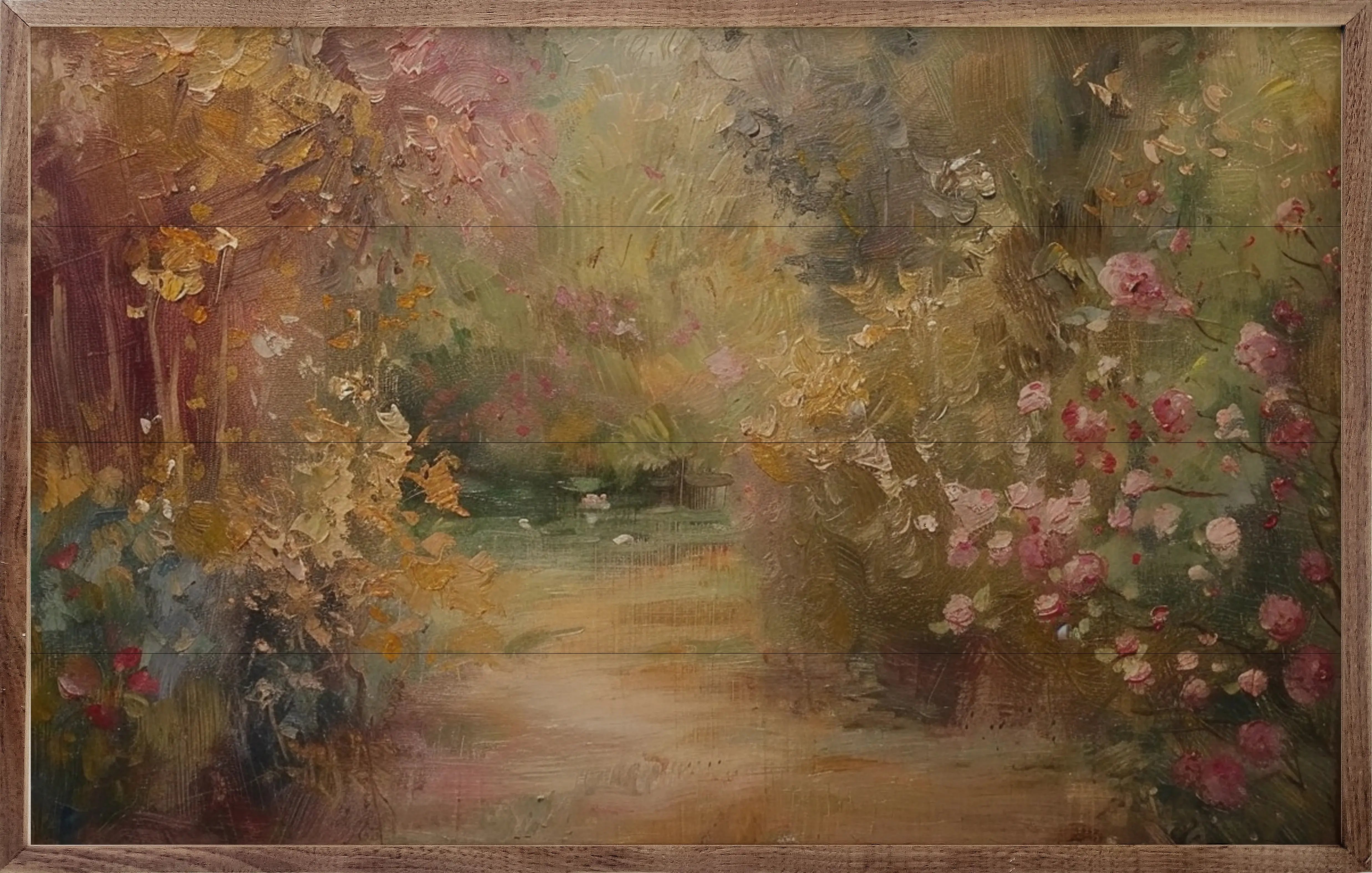 Blossoming Garden Wall Art - Wood Framed Floral Print Decor for Living Room, Bedroom & Office - Nature Inspired Home Decor