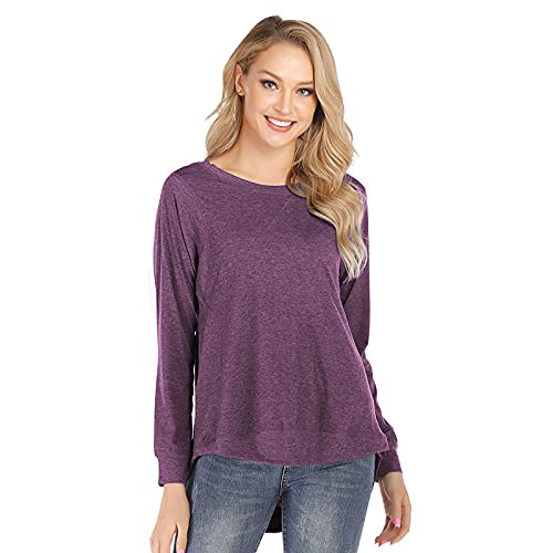Women's Loose Fit Short Sleeve Cotton T-Shirt - Casual Crew Neck Pullover Tee with Side Split - Perfect for Everyday Wear, Weekend Outings & Summer Activities