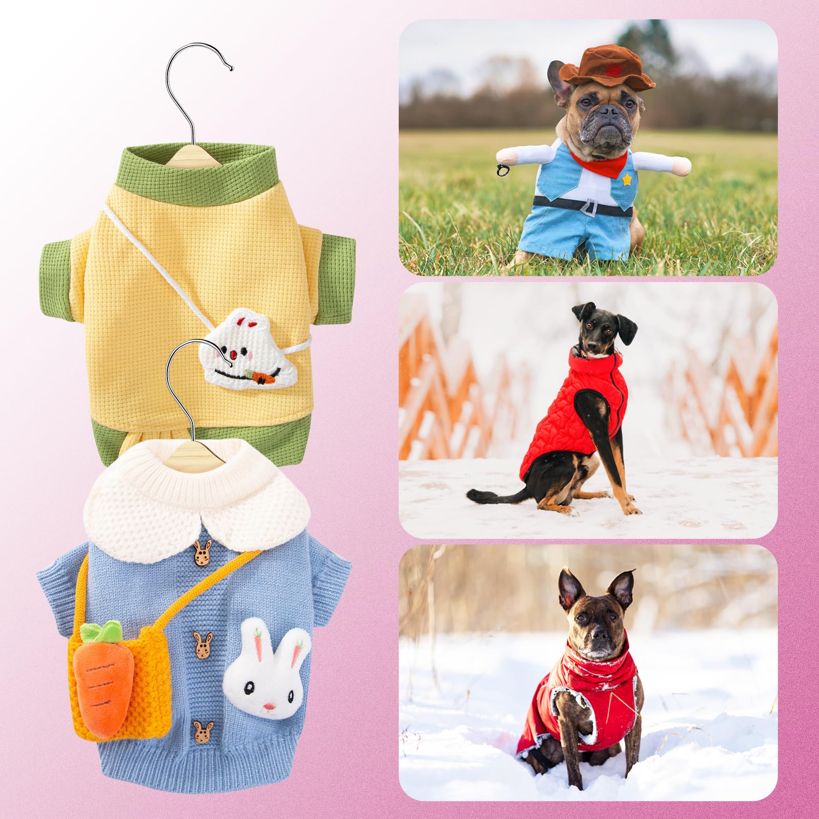 Balacoo 10 Pack Small Wooden Pet Clothes Hangers for Dogs, Cats & Dolls - Durable Dog Closet Organizer Hangers for Pet Apparel Storage - Perfect for Organizing Pet Clothes in Closet or Wardrobe