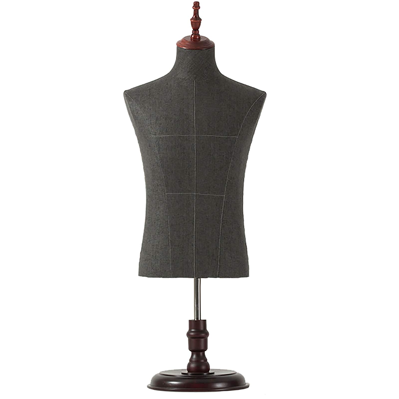 Black Male Half Mannequin Torso with Adjustable Stand - Perfect for Countertop Clothing Display, Men's Dress Form for T-Shirts & Apparel - Easy Assembly (Ideal for Retail Stores, Boutiques & Tailor Shops)