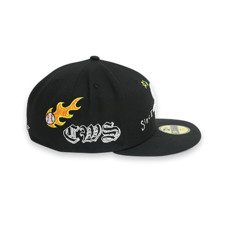 Chicago White Sox Scribble Black 59FIFTY Fitted Hat for Men - Official MLB Baseball Cap for Games, Streetwear & Sports Fashion